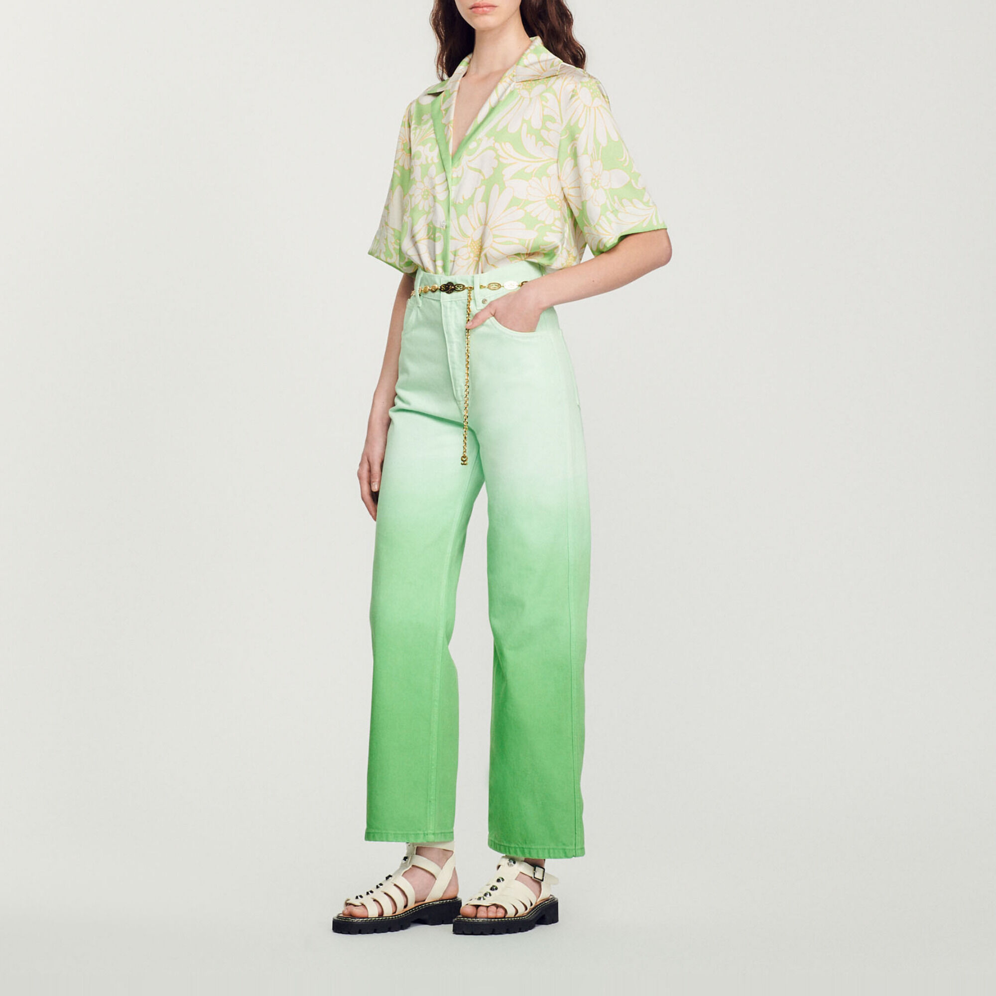 Straight-leg gradient-effect jeans