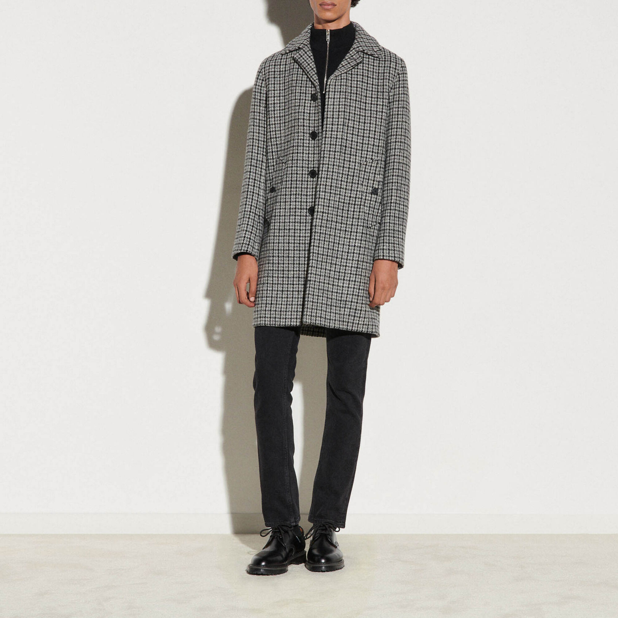 Checked wool coat