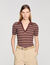 Striped V-neck polo jumper