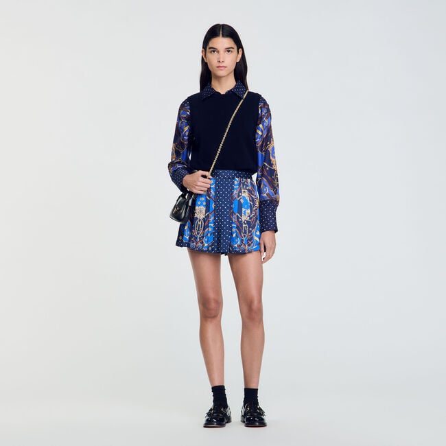 Patterned silk skort