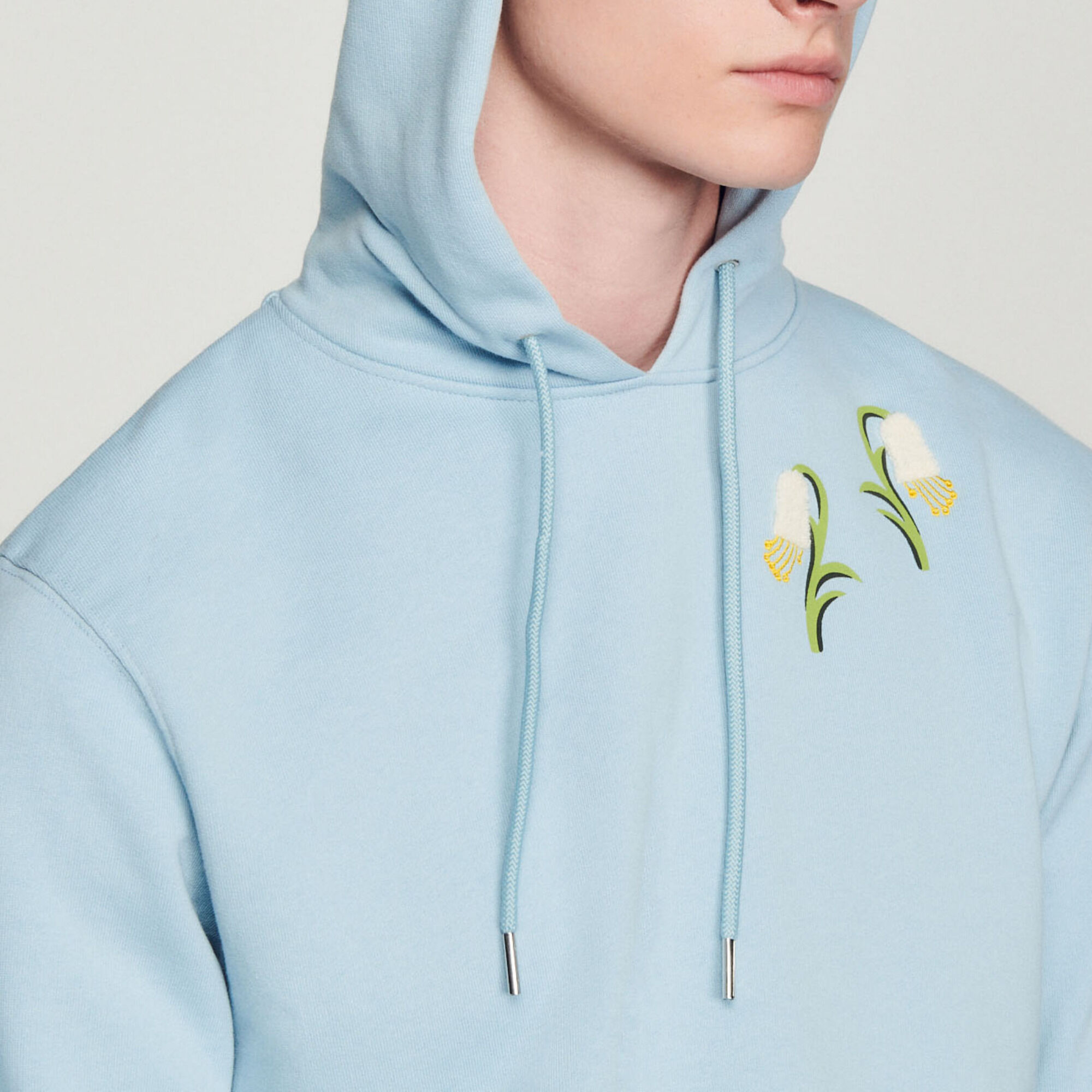 Embroidered lily of the valley hoodie