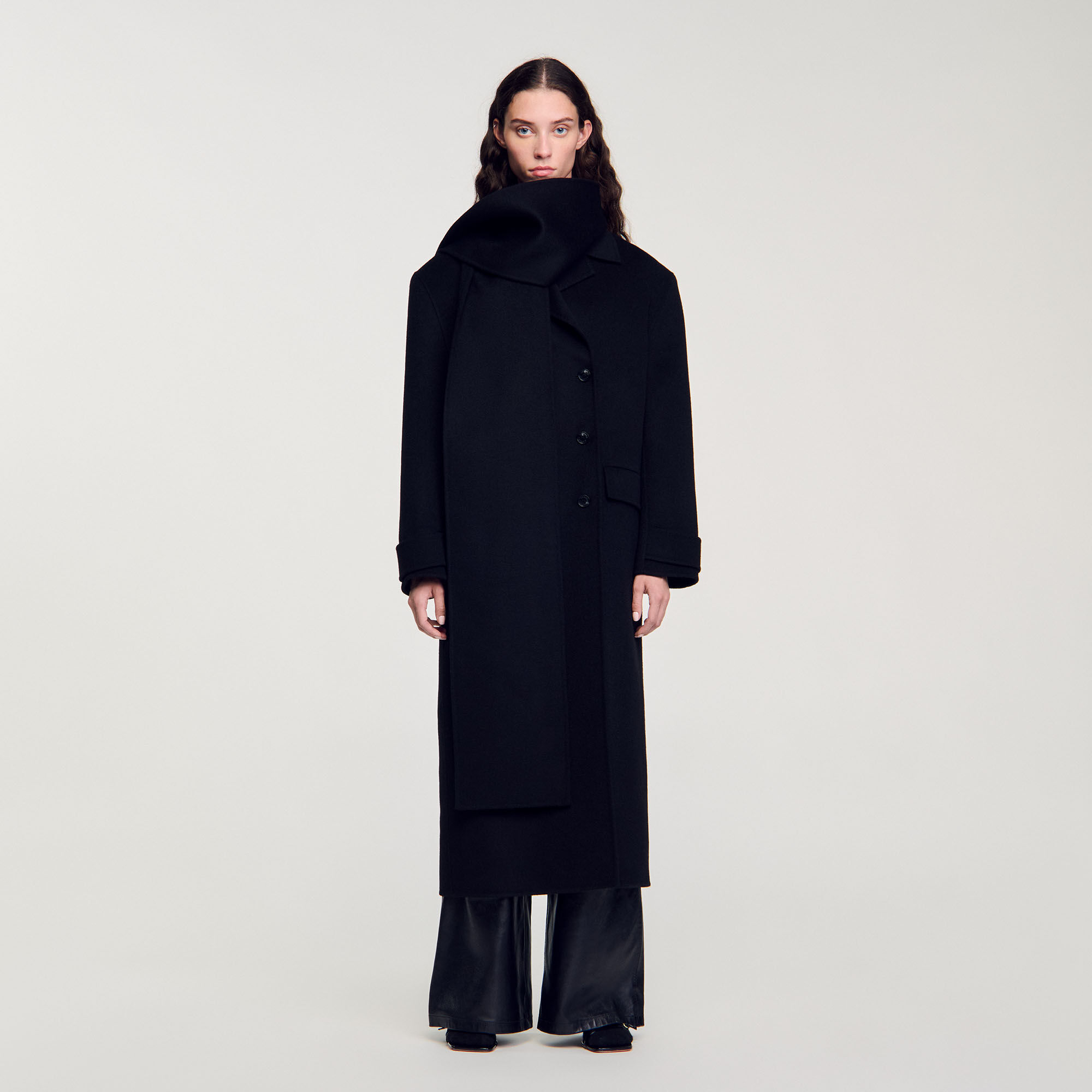 Oversized black coat wool hot sale