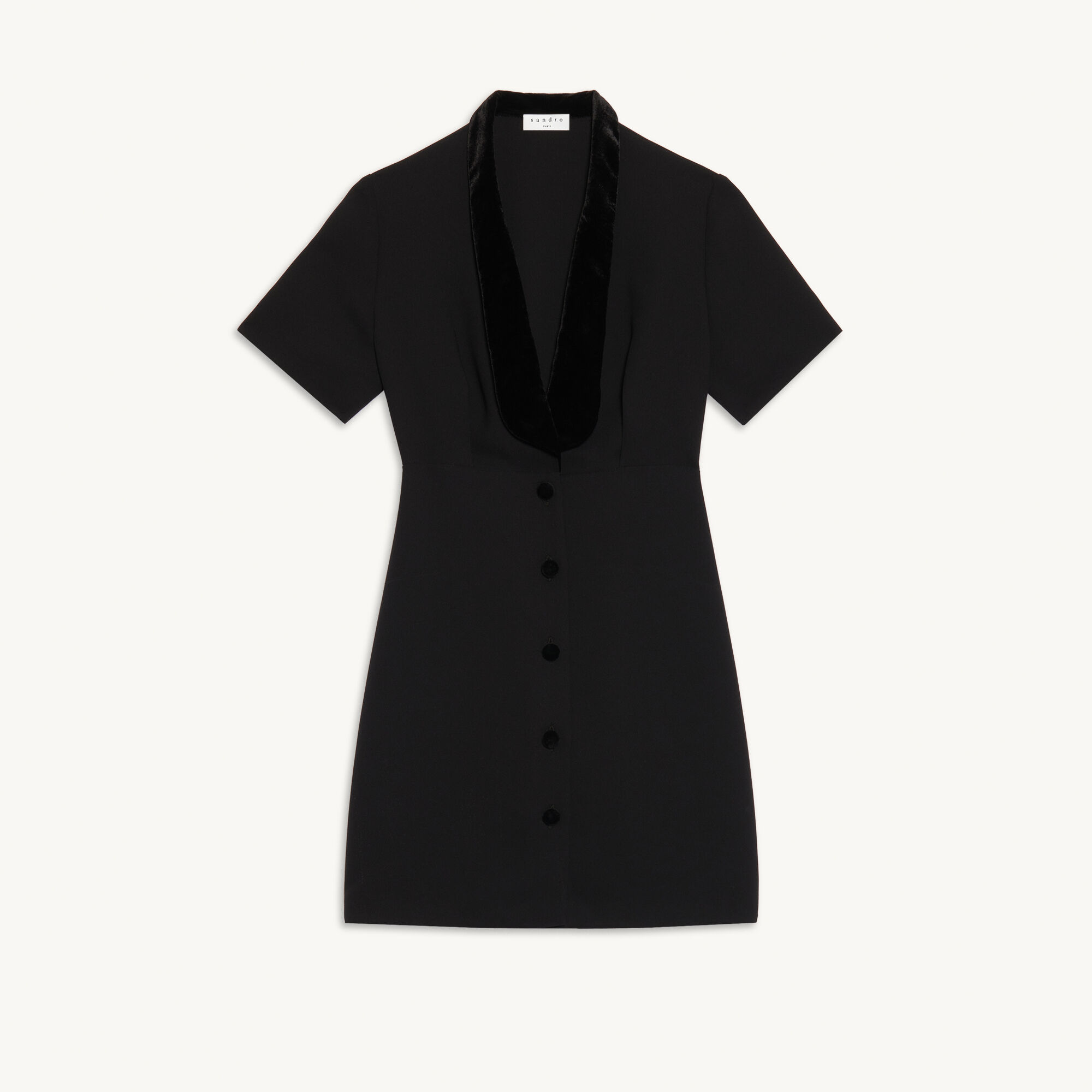 Short dress with shawl neck