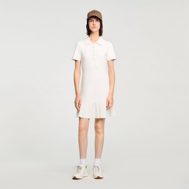 Short knit dress with polo neck