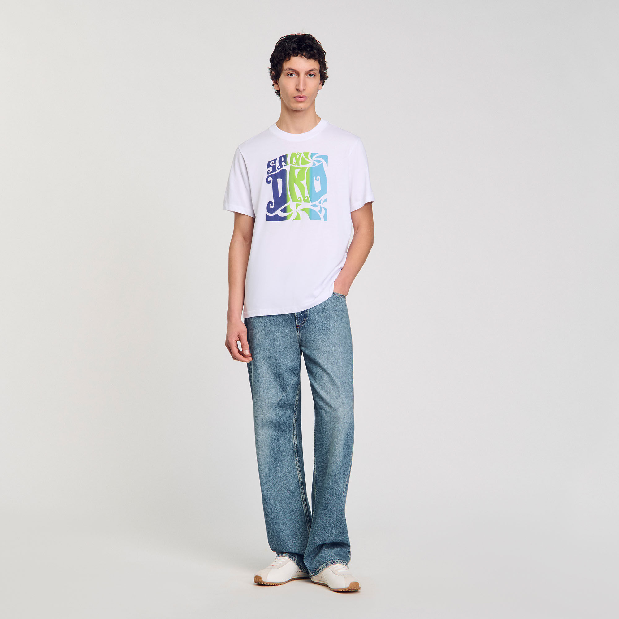 Wave print cotton T-shirt