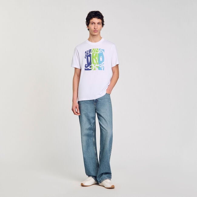 Wave print cotton T-shirt