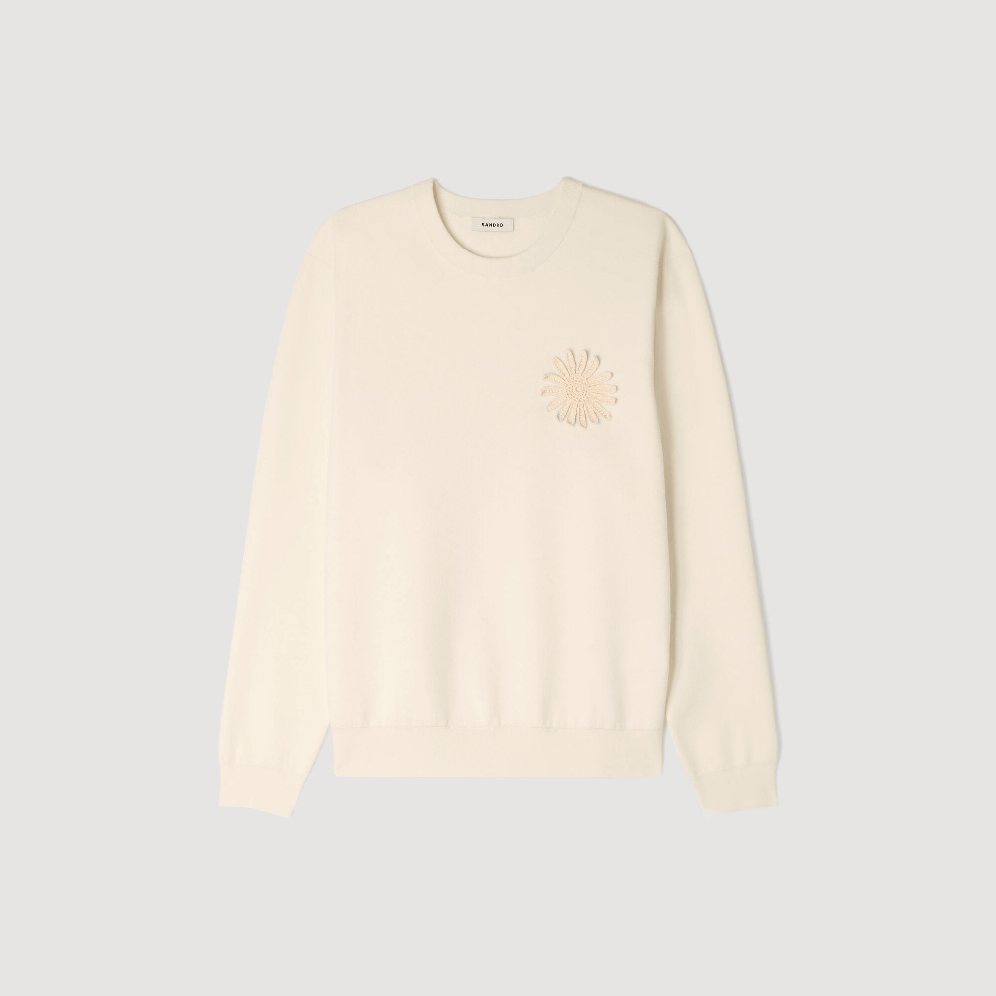 Crochet flower knit sweatshirt