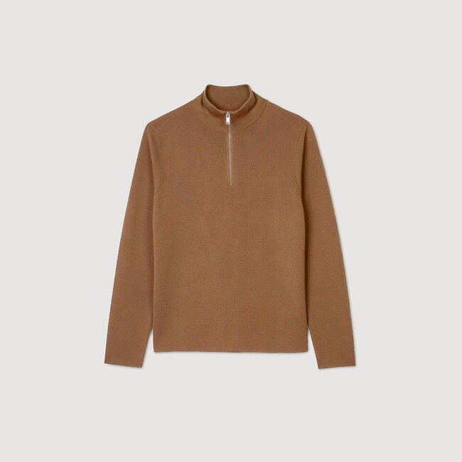 Wool jumper with zip collar