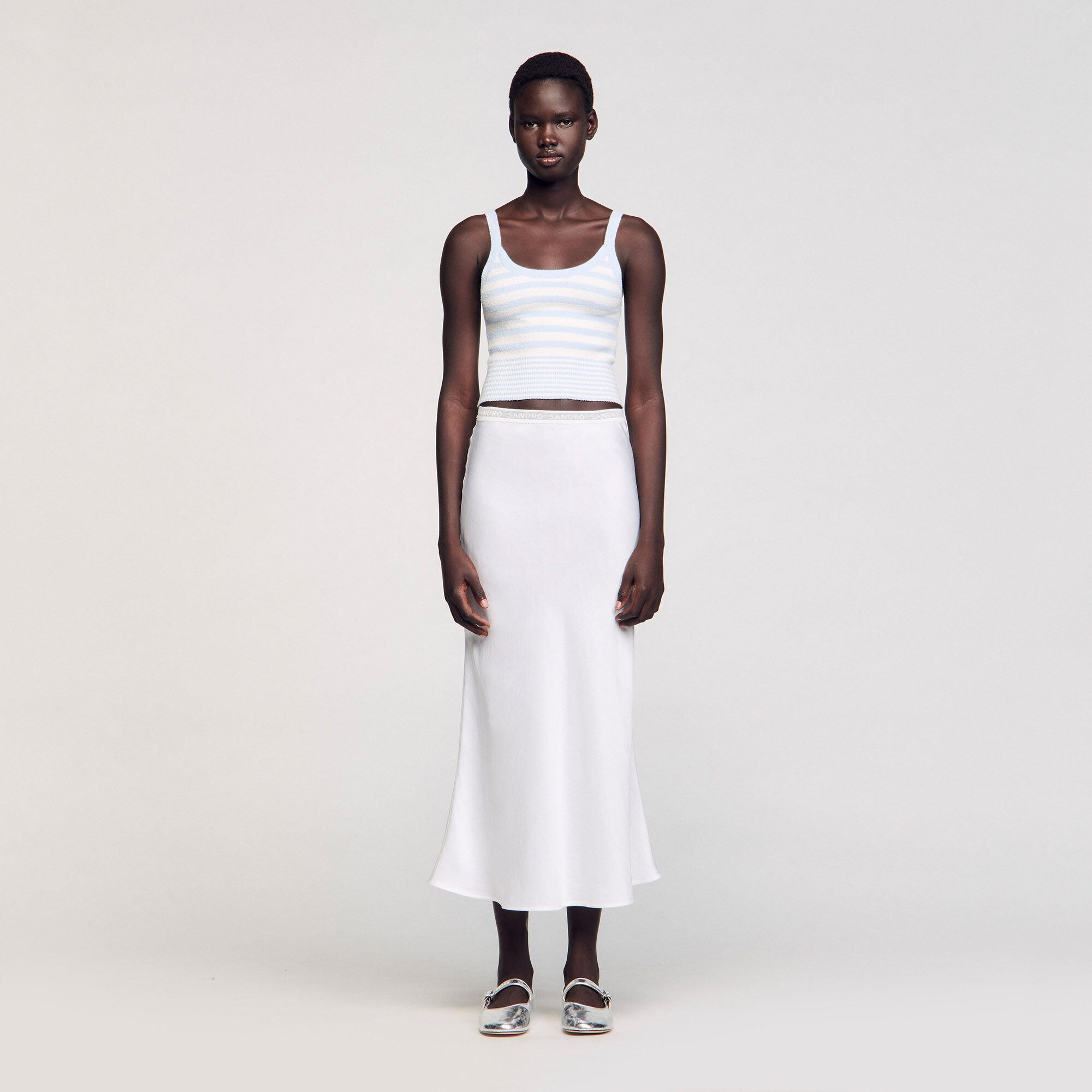 Long satin-effect skirt