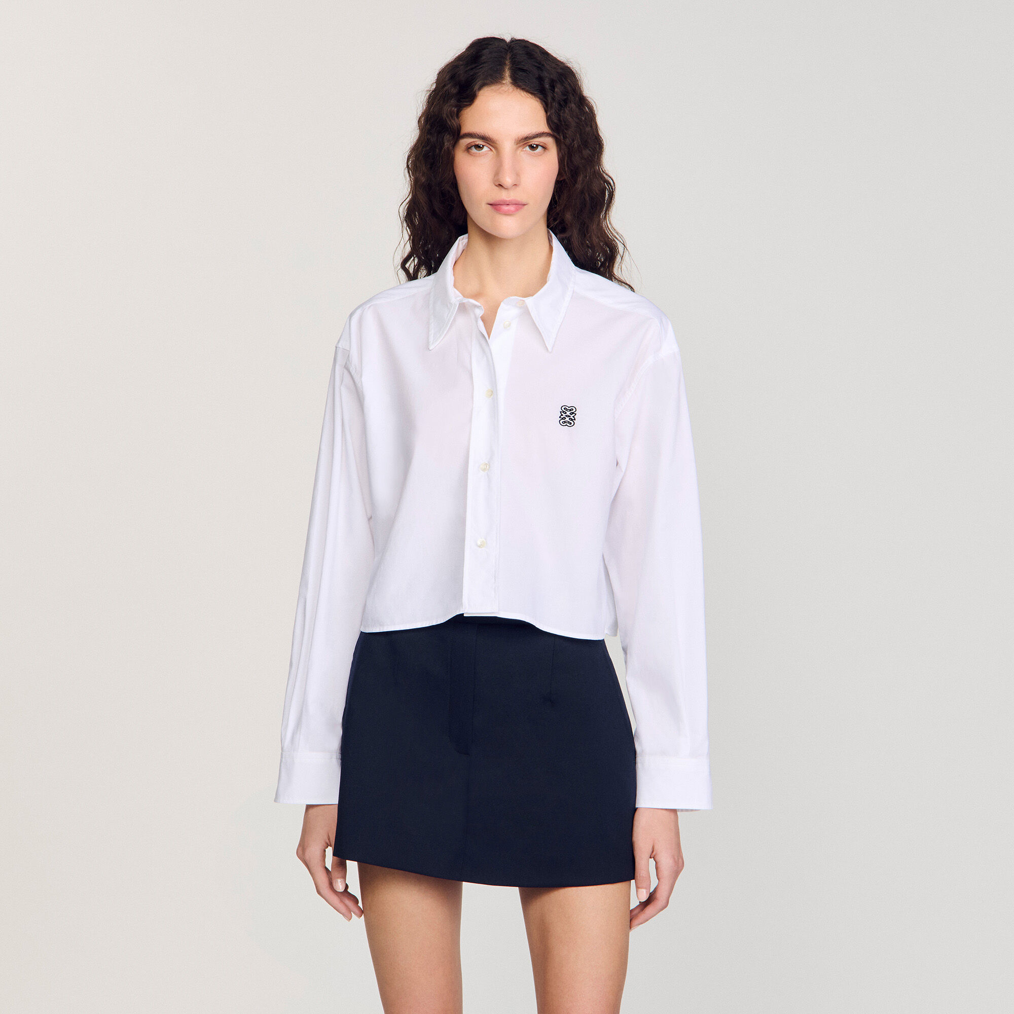 Cropped poplin shirt