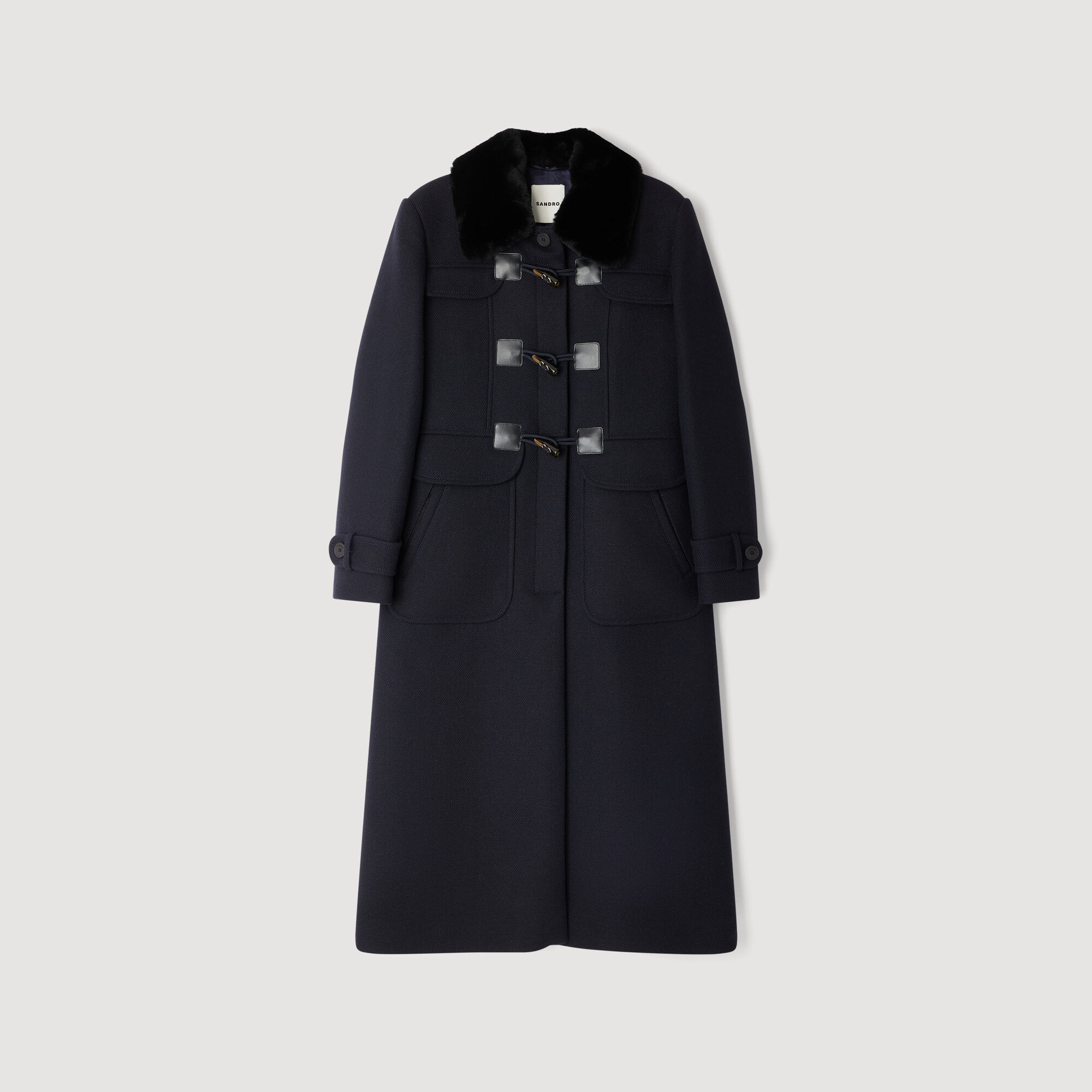 Long coat with velvet collar