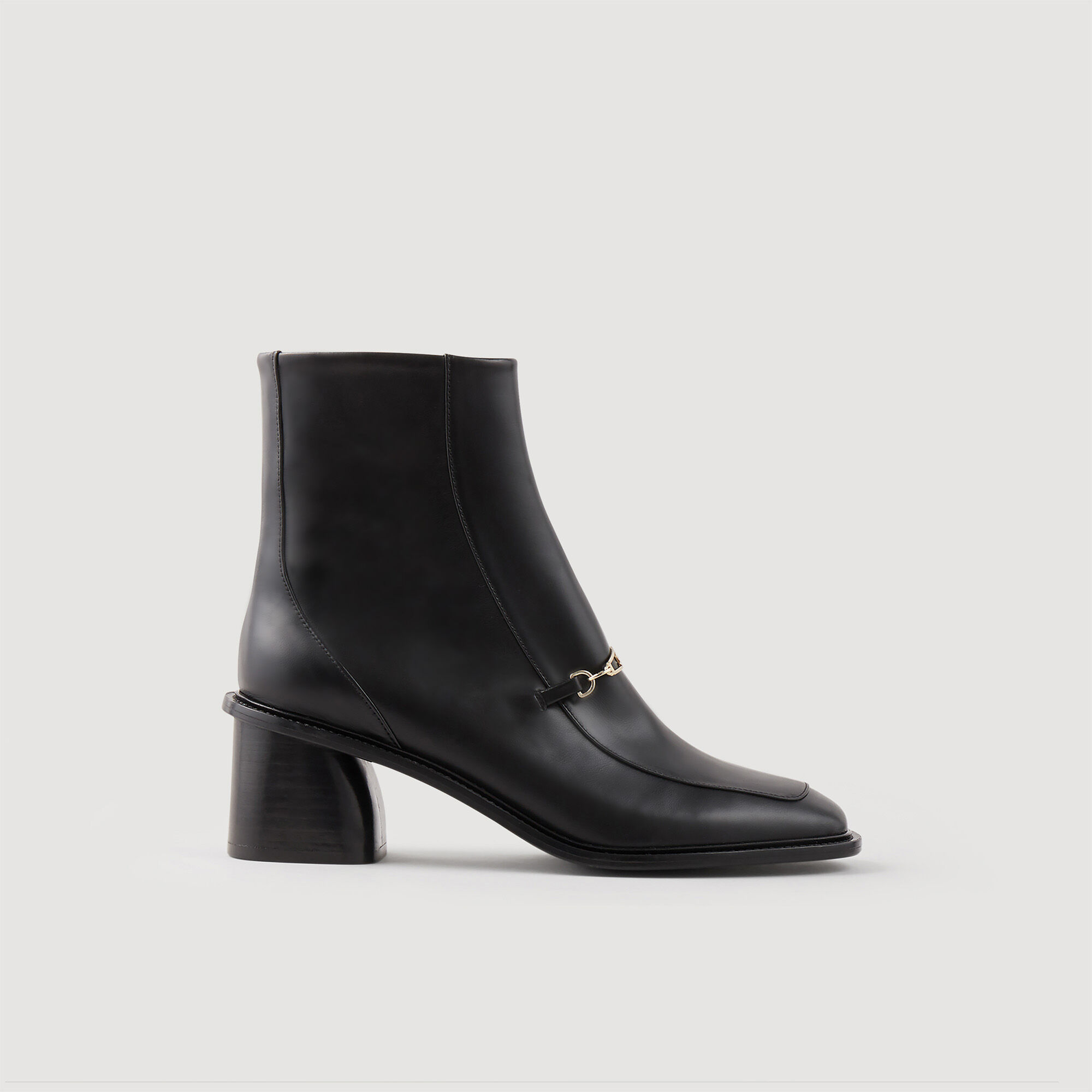 Leather ankle boots black gray For Women Sandro Paris