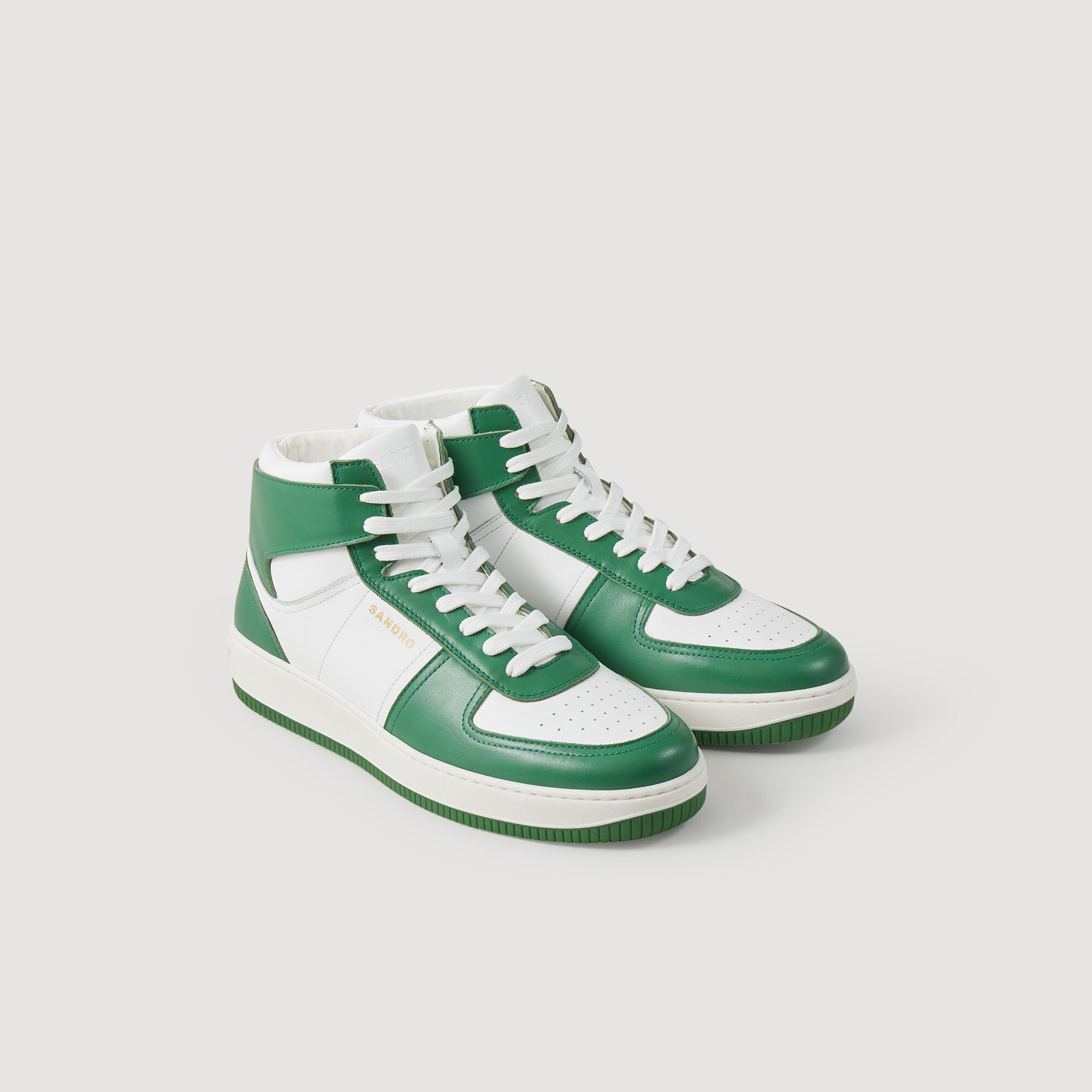 Leather high top trainers green for Men Sandro Paris