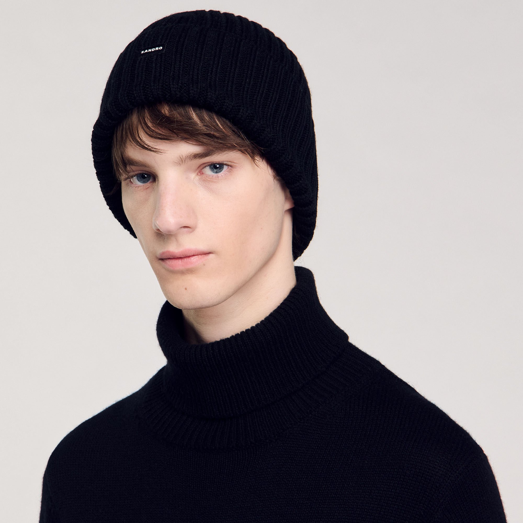 Knit hat black gray for Men Sandro Paris