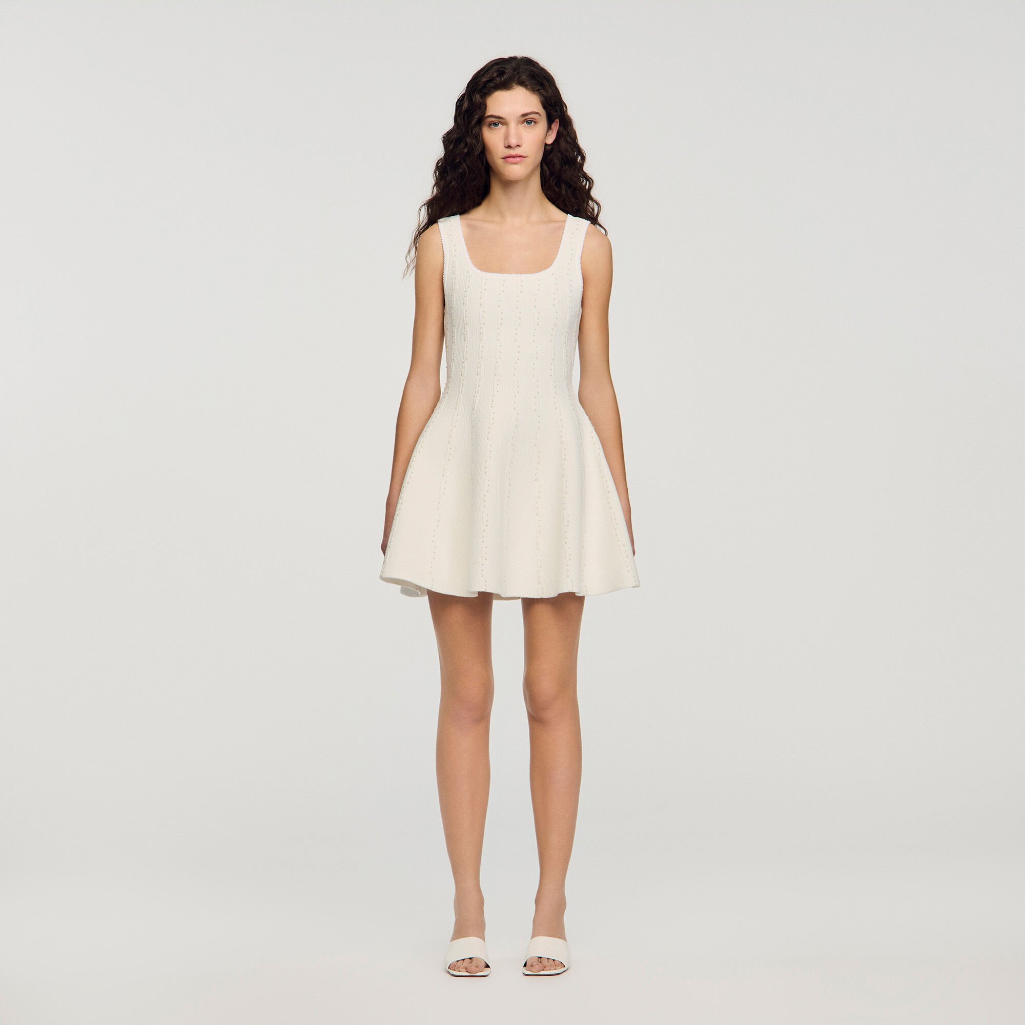 Beaded knit short dress