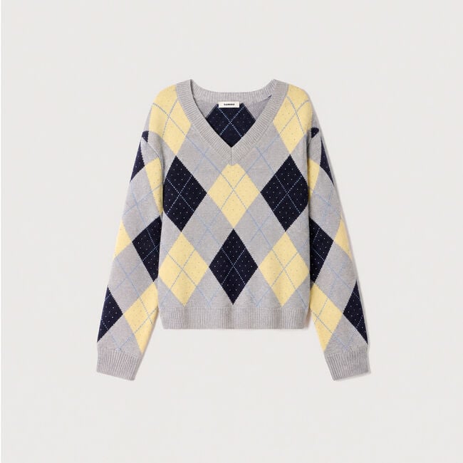 Rhinestone Argyle jumper - Women | Sandro