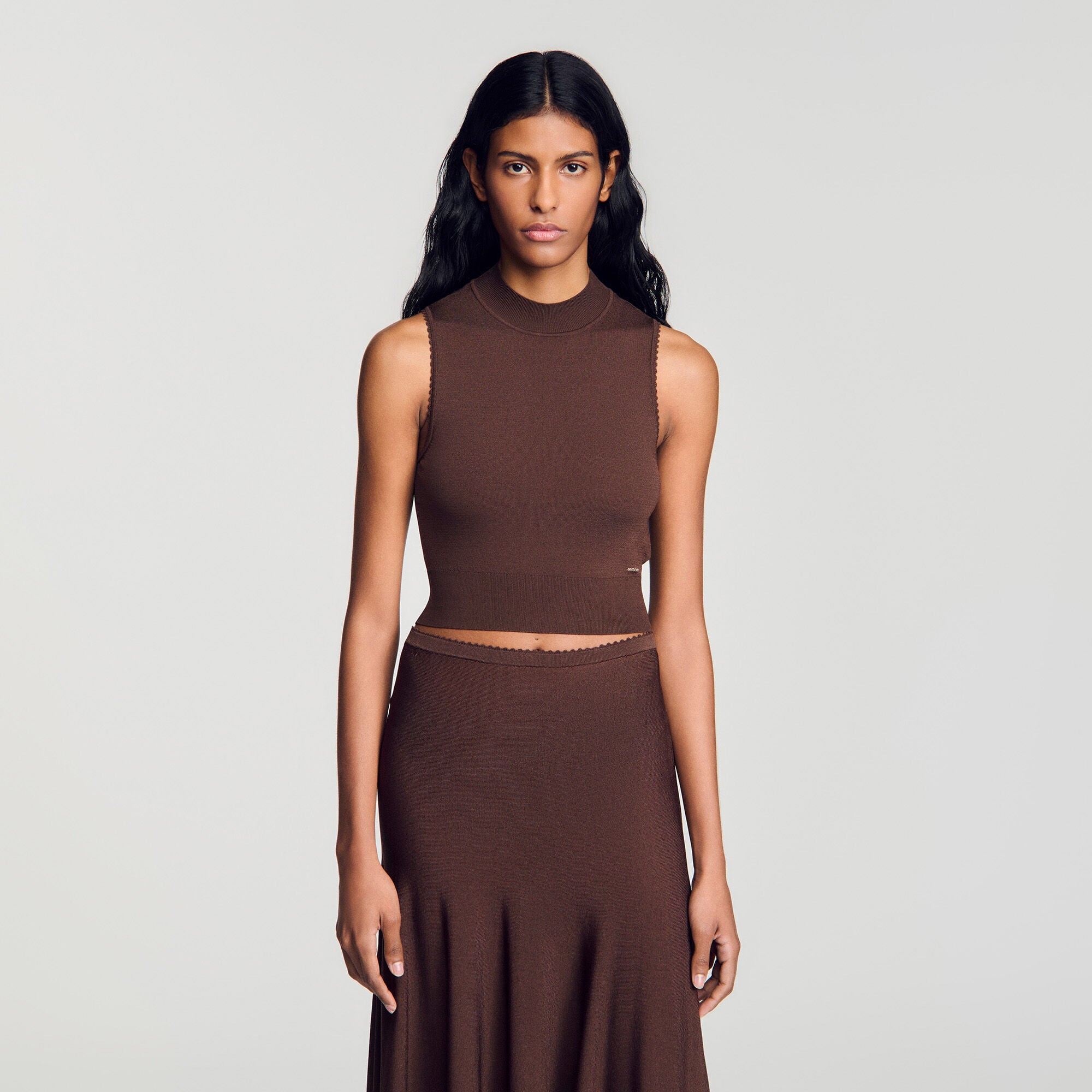 Cropped sheer effect jumper
