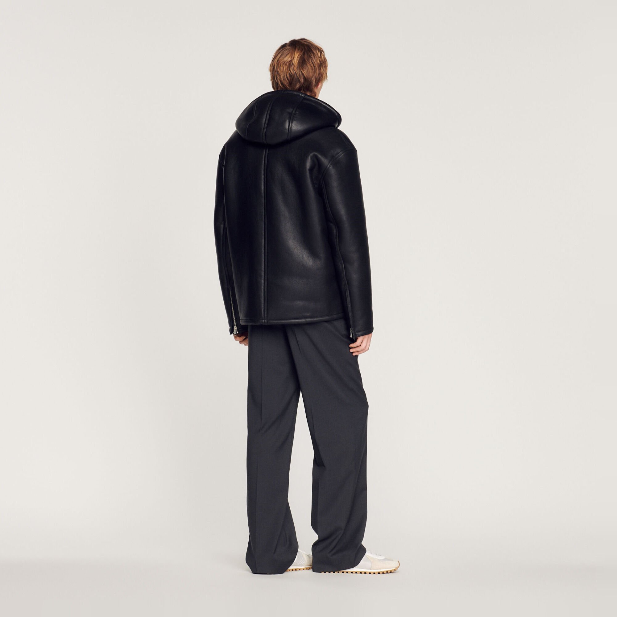 Hooded sheepskin jacket