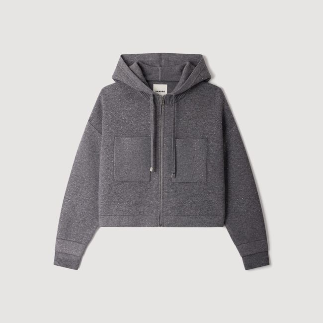 Hooded rhinestone cardigan - Women | Sandro