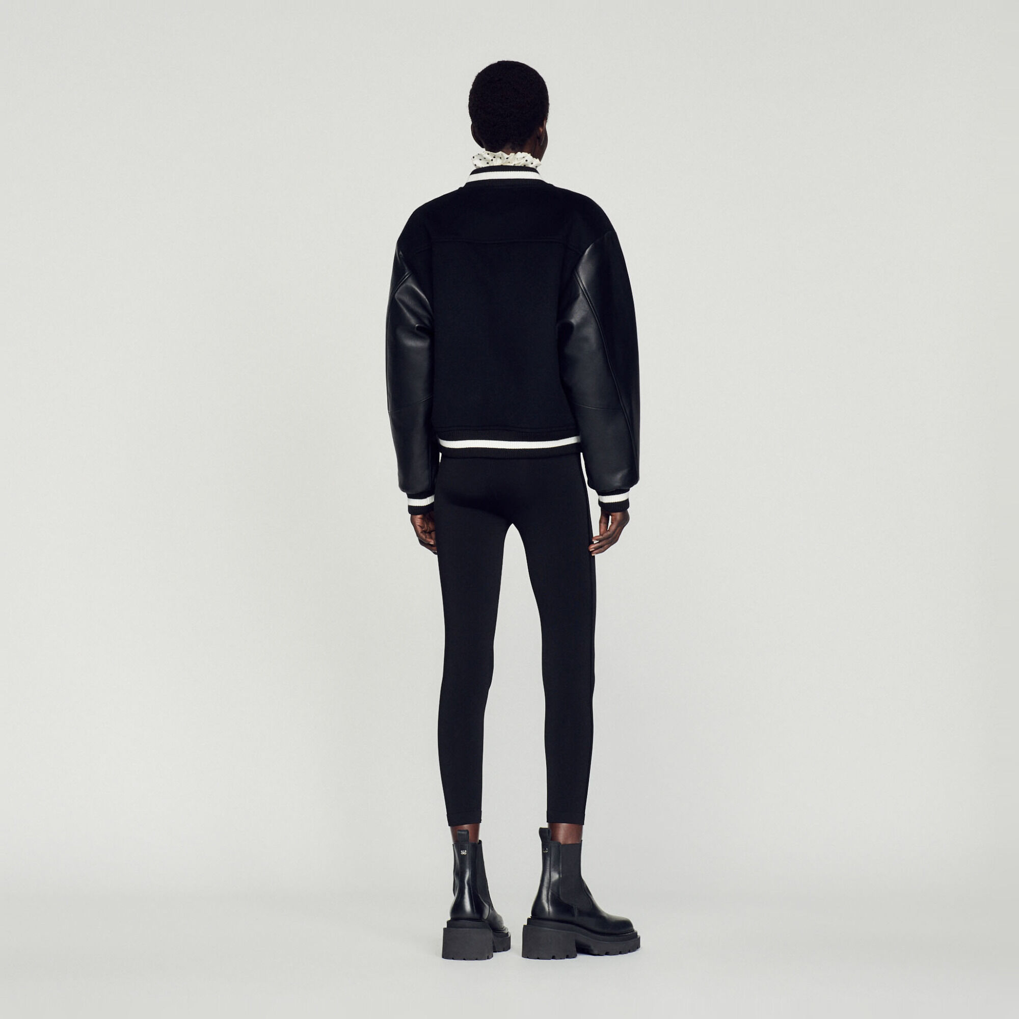 Wool and leather varsity jacket