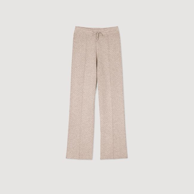 Knit rhinestone-covered trousers