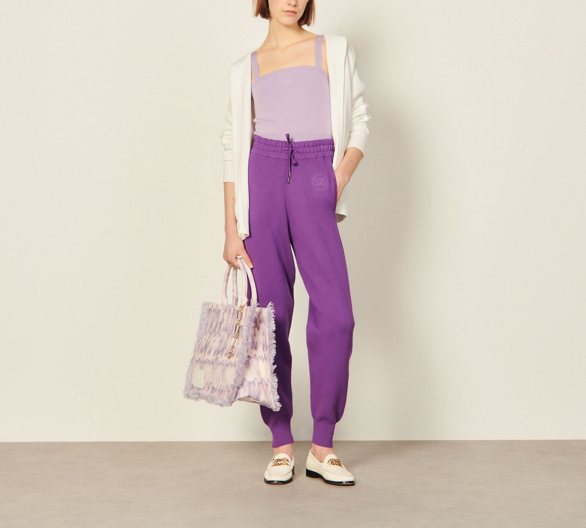 Knit jogging bottoms purple For Women Sandro Paris
