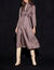 Long silk draped dress with print