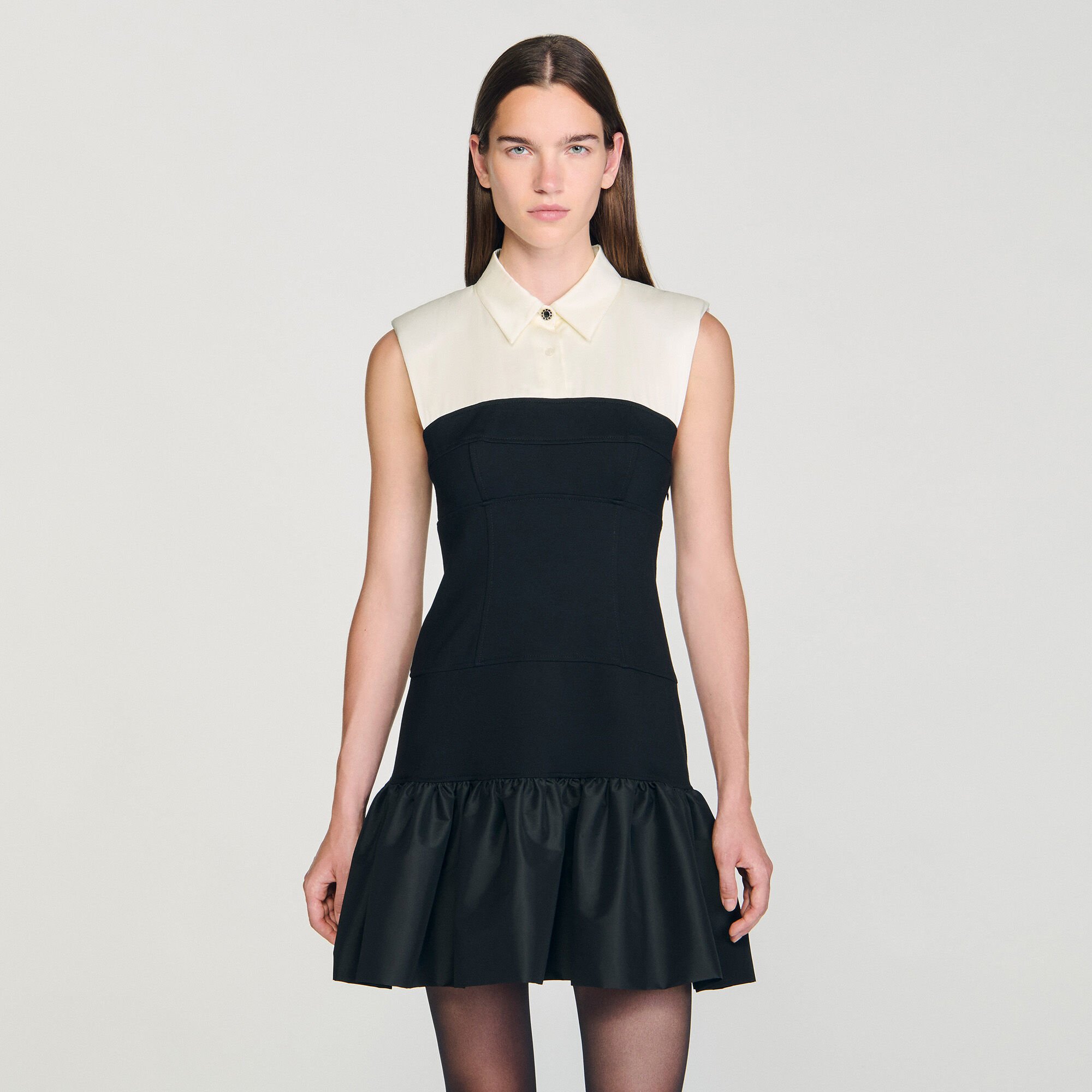 Short two-tone ruffled dress