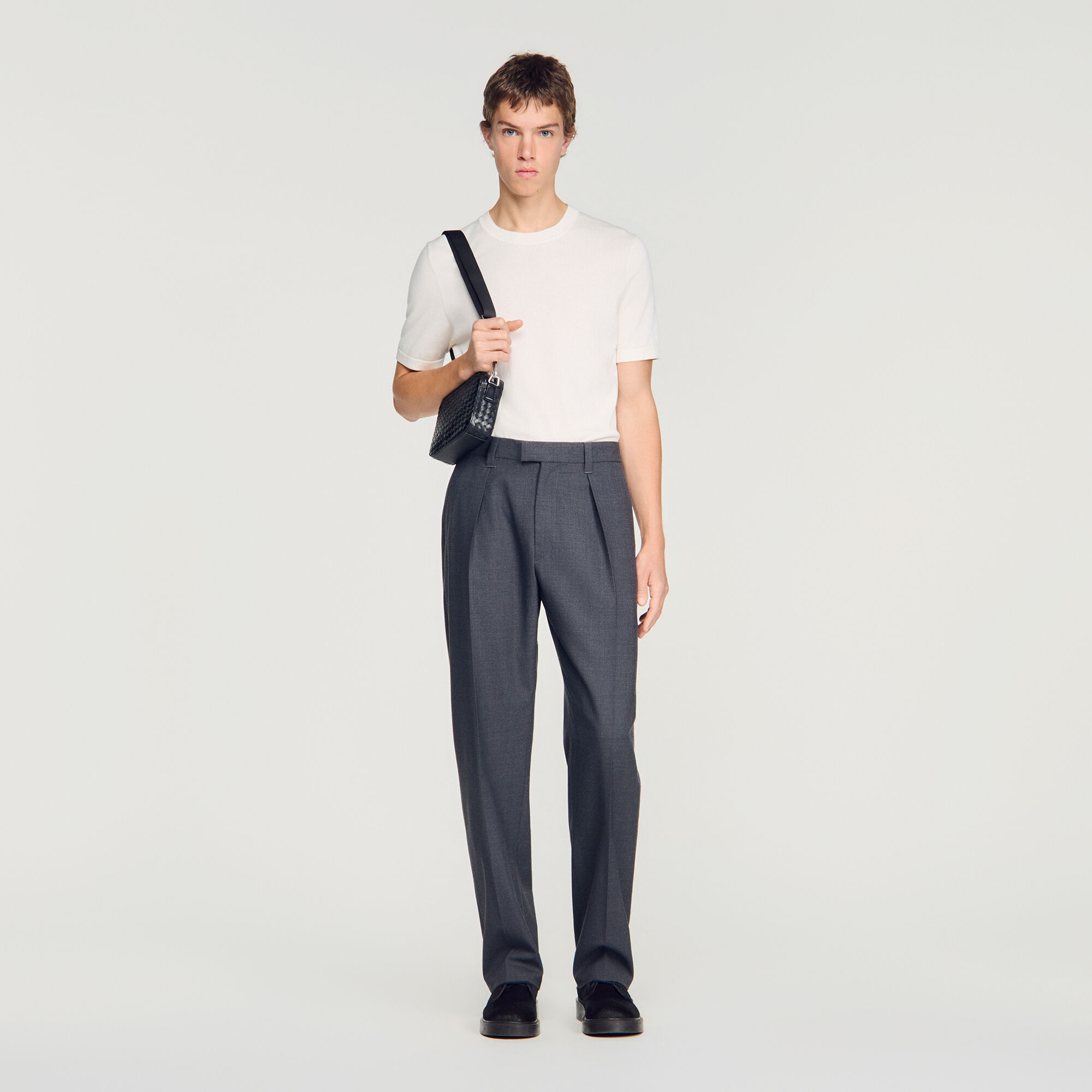 Wide-leg wool trousers