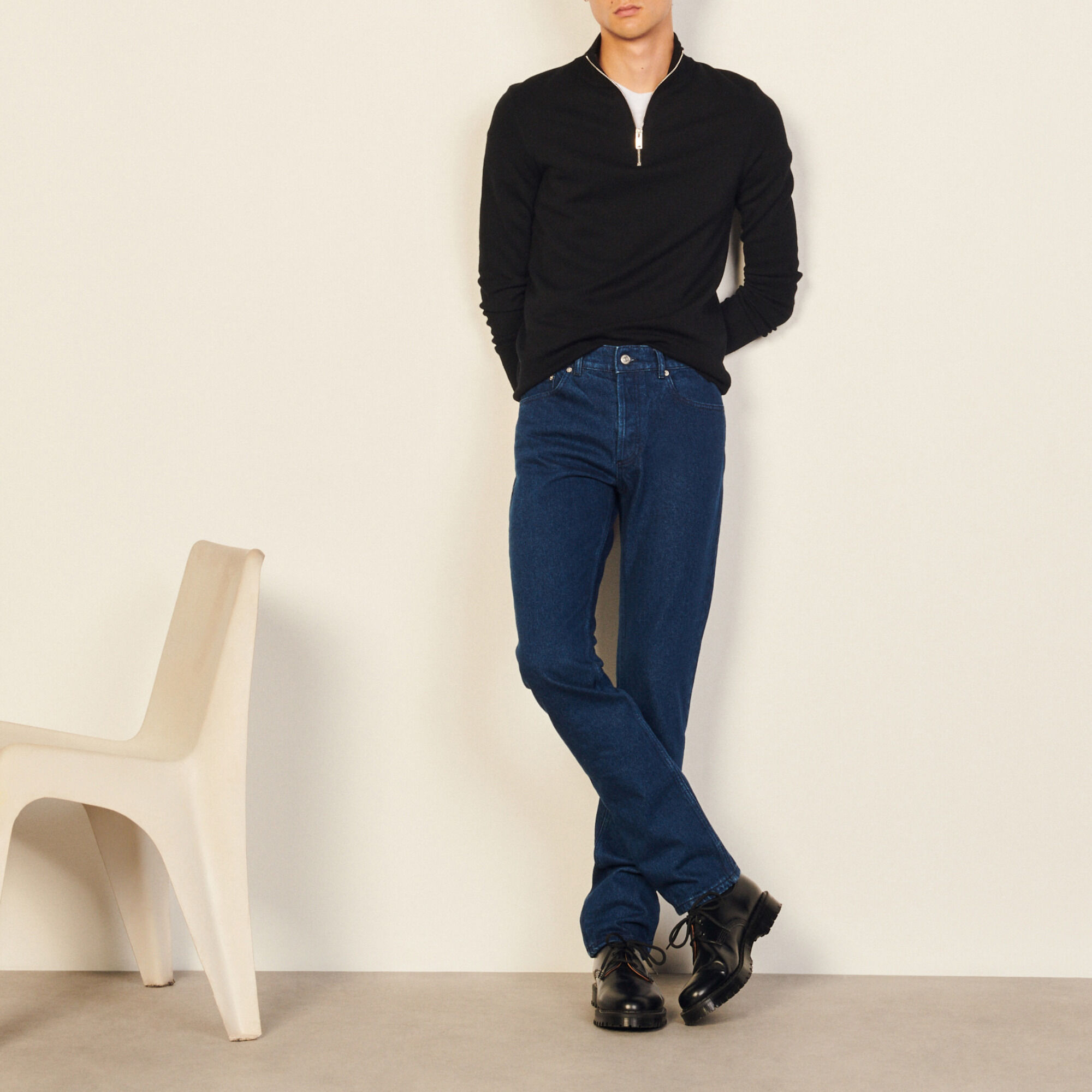Raw denim cotton jeans
