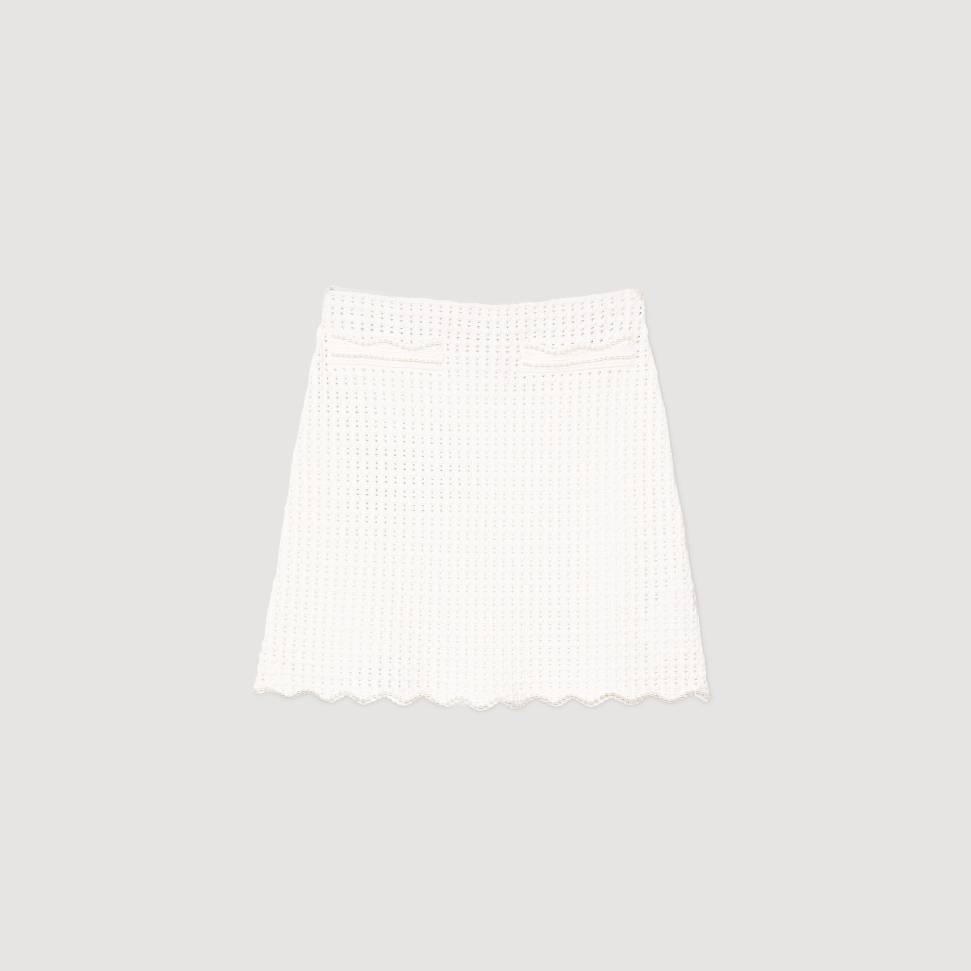 Short pearl bead knit skirt white / beige For Women | Sandro