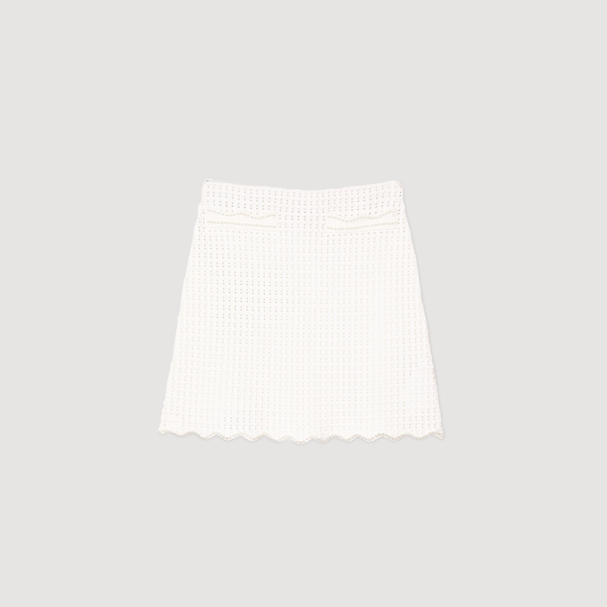 Short pearl bead knit skirt