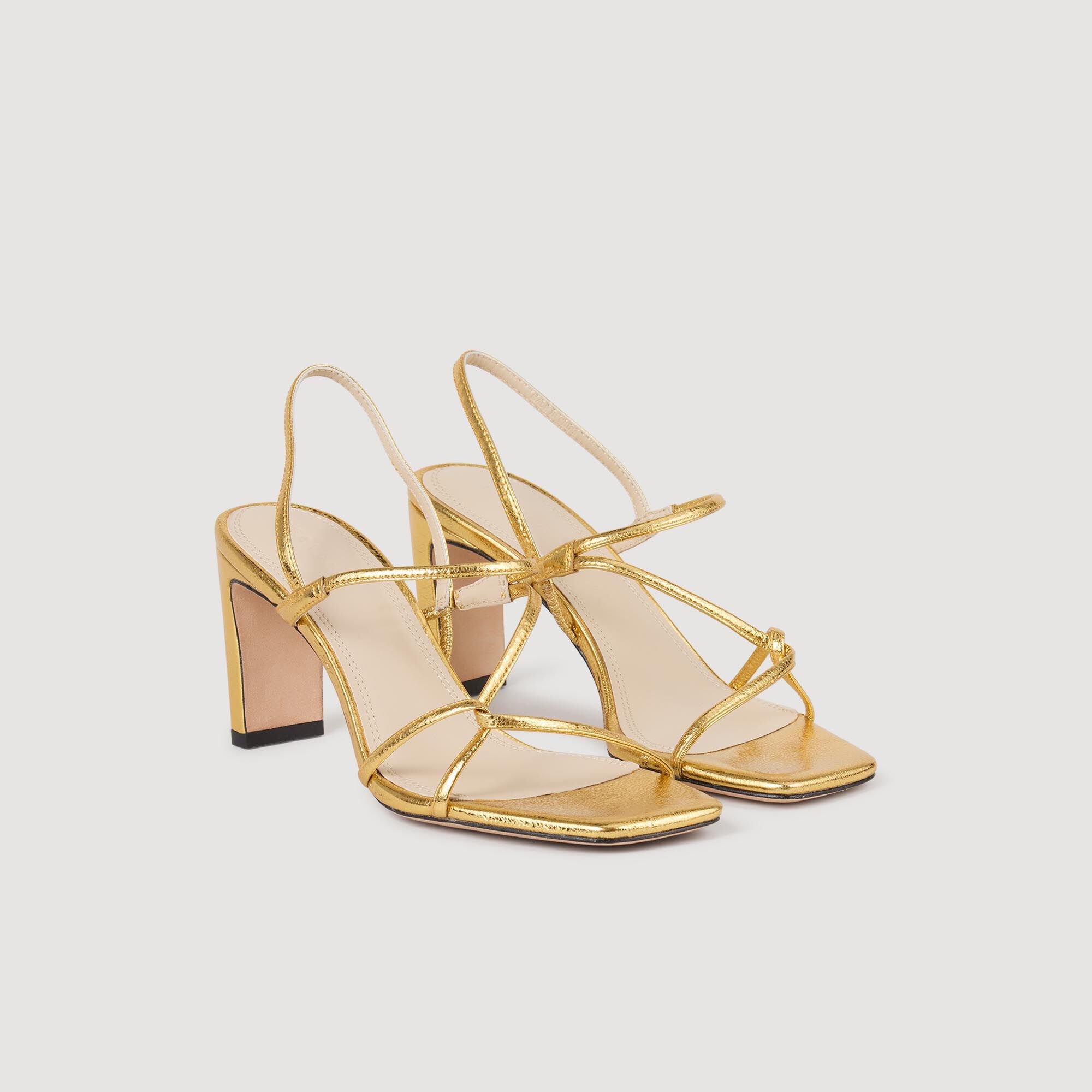 Embossed leather sandals