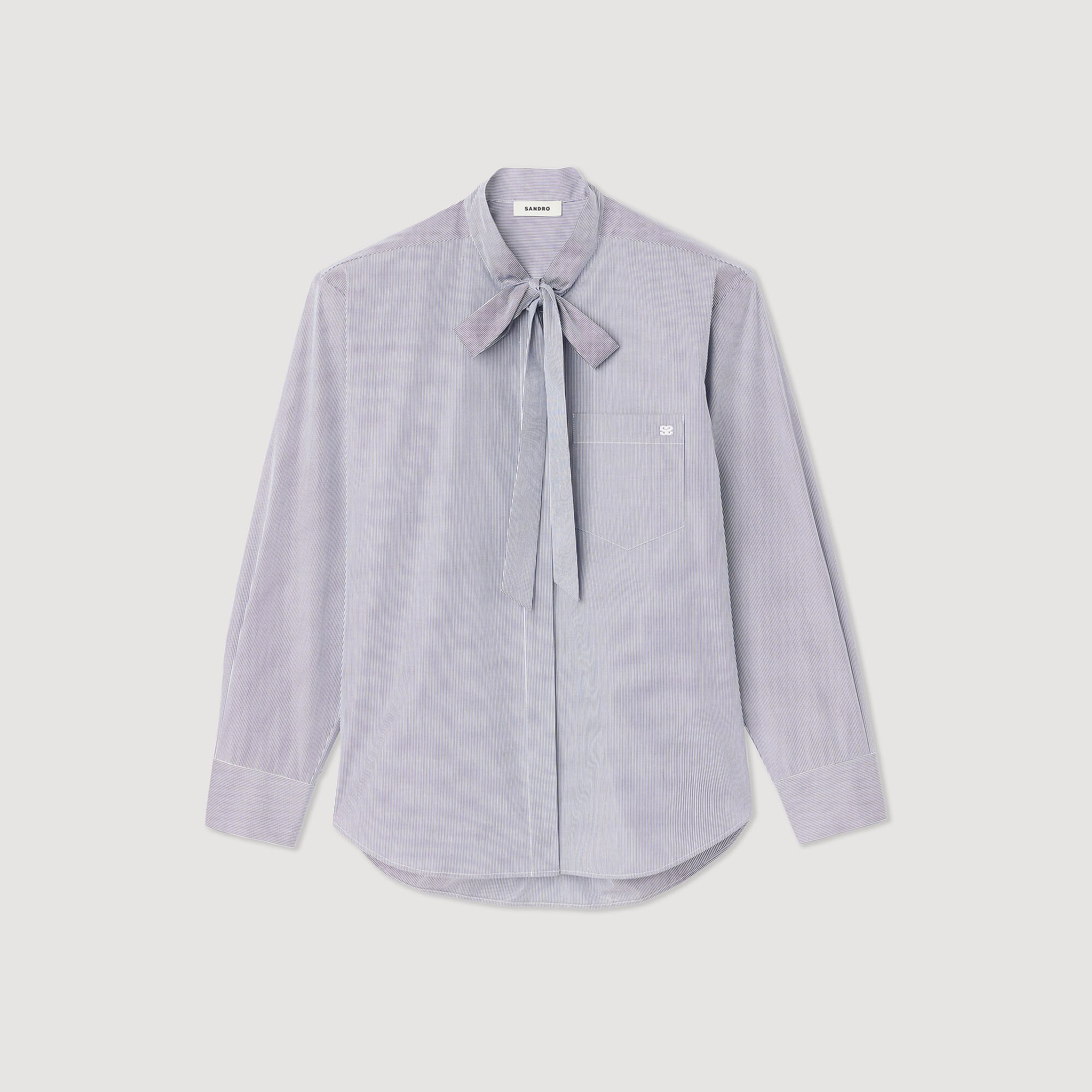 Shirt with pussy bow collar