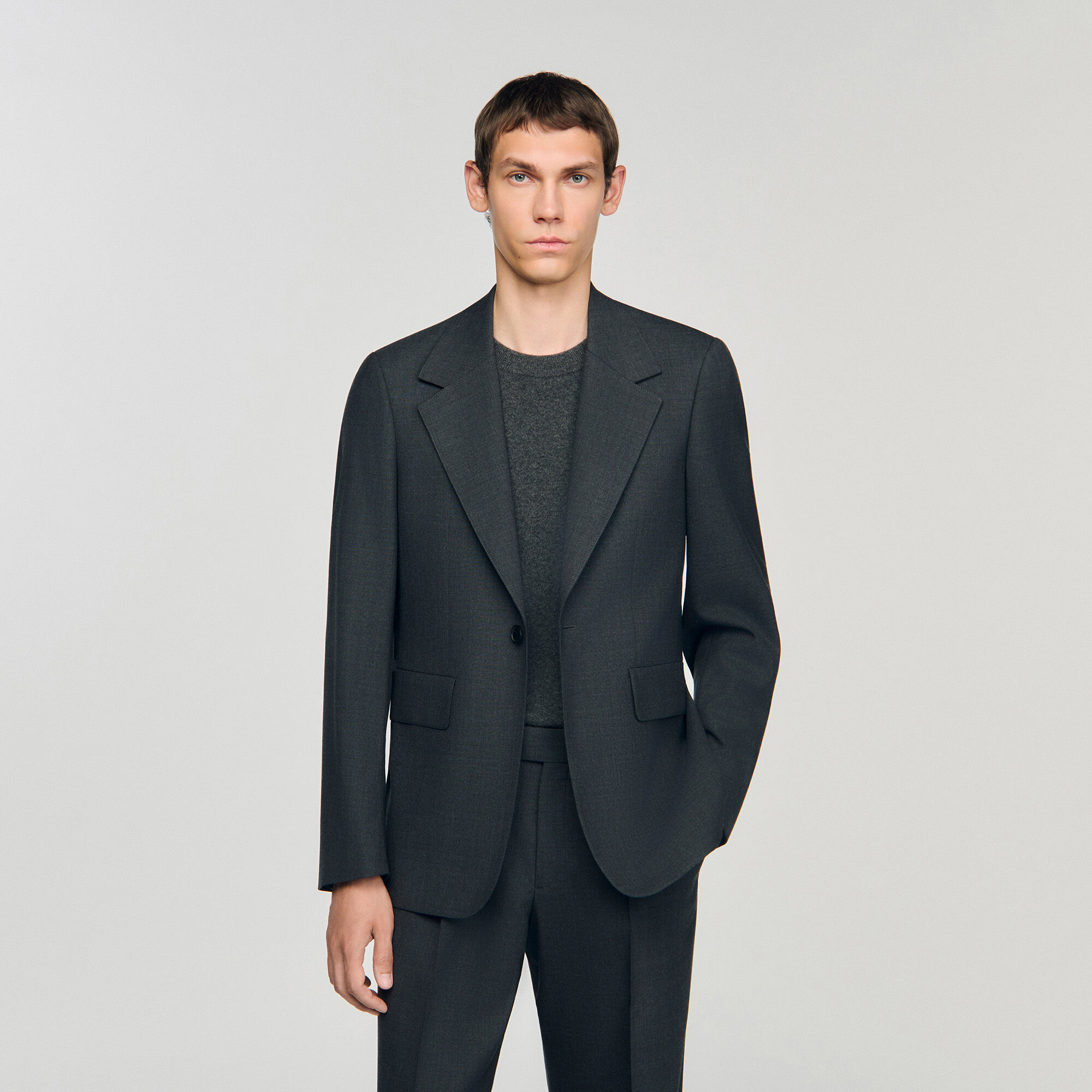 Wide wool suit jacket