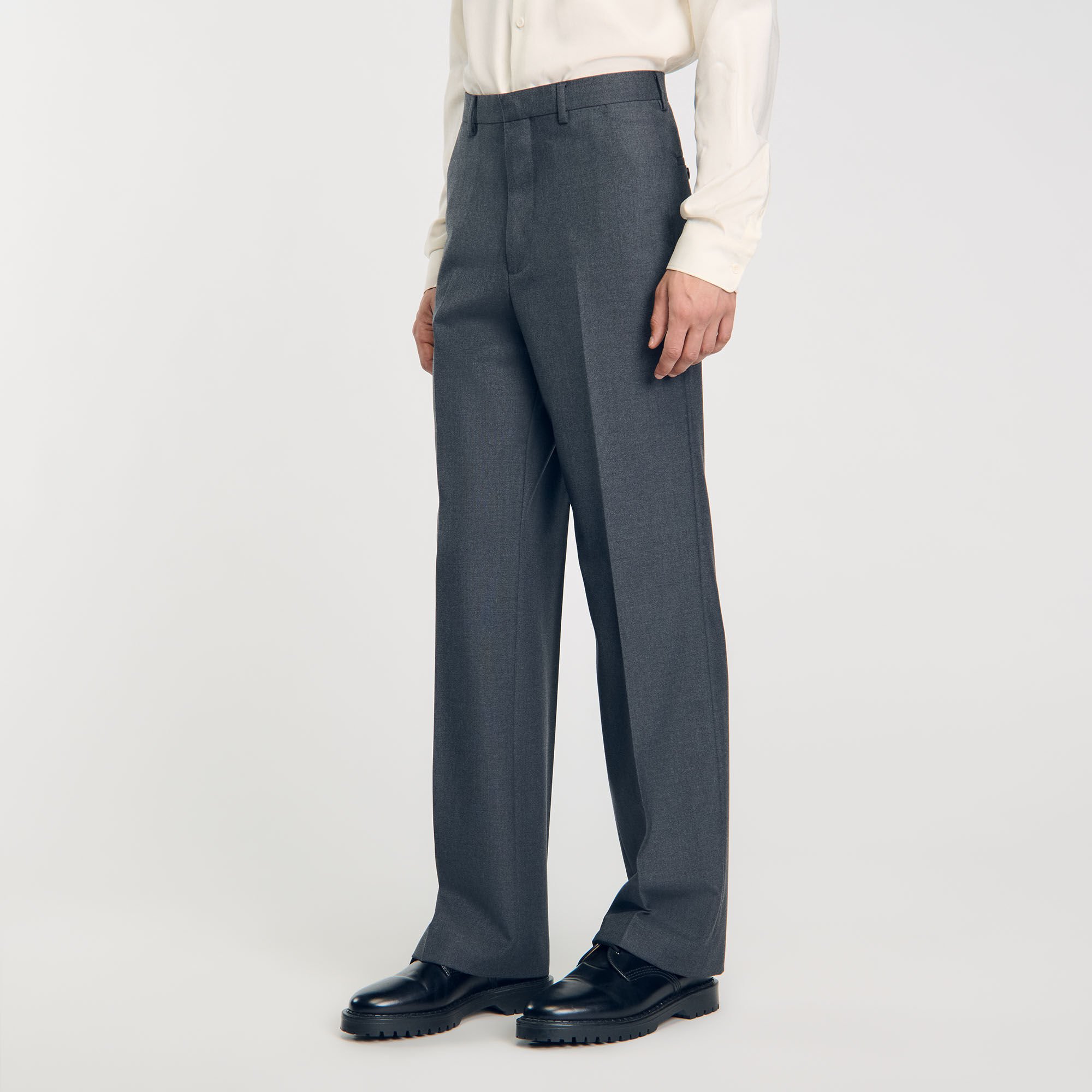 Wide-leg suit trousers black / gray for Men | Sandro Paris