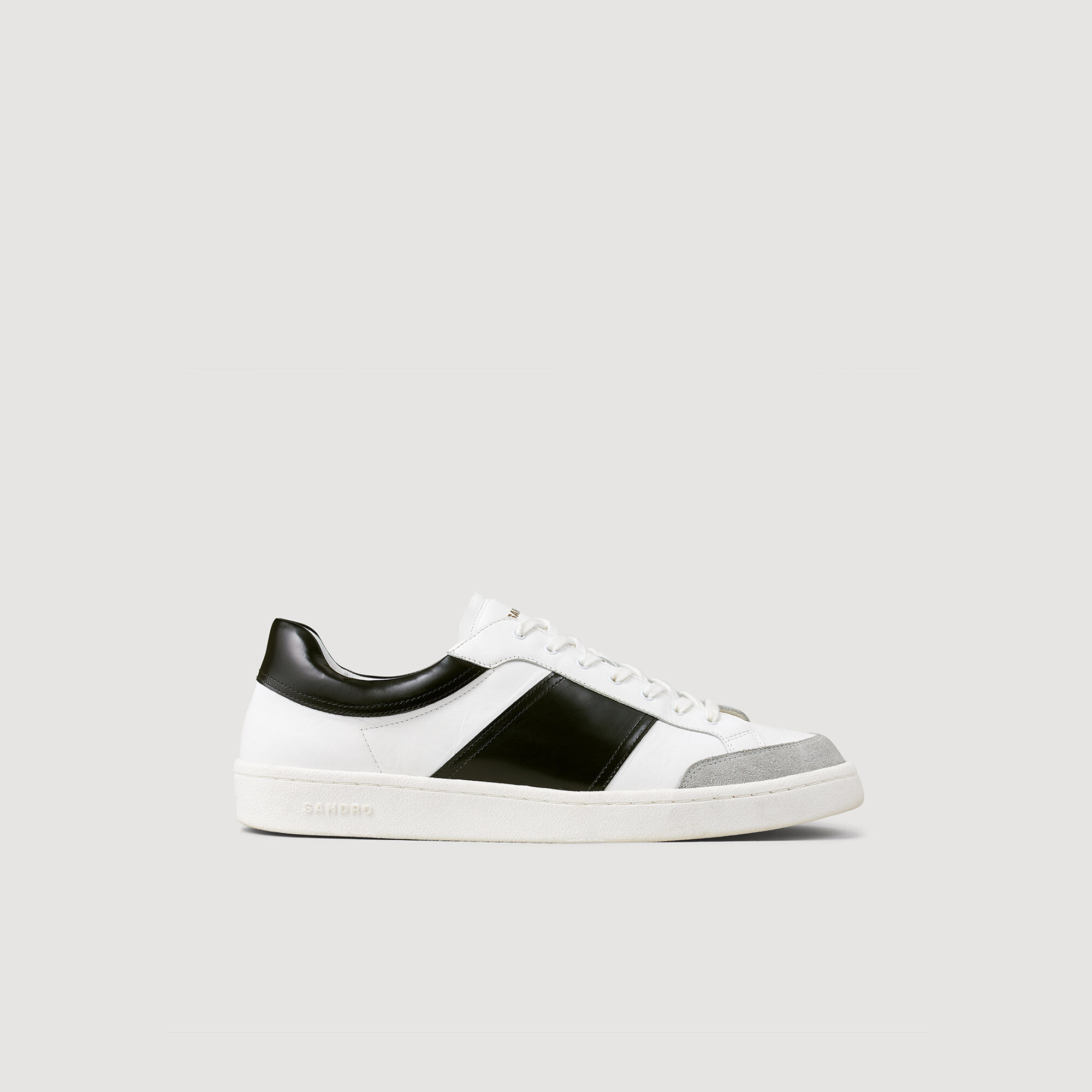 Mid top leather trainers black gray for Men Sandro Paris