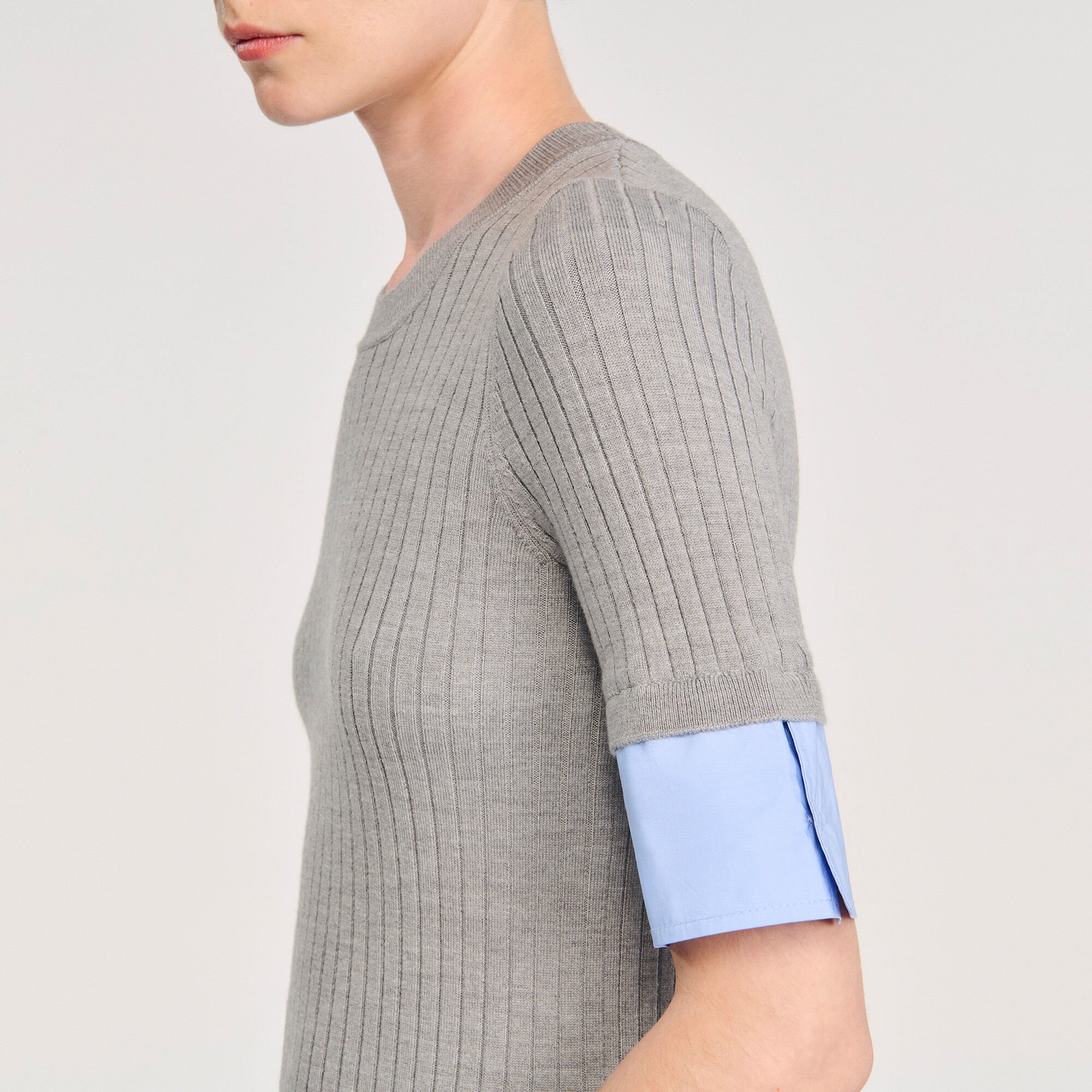 Jumper with contrast short sleeves