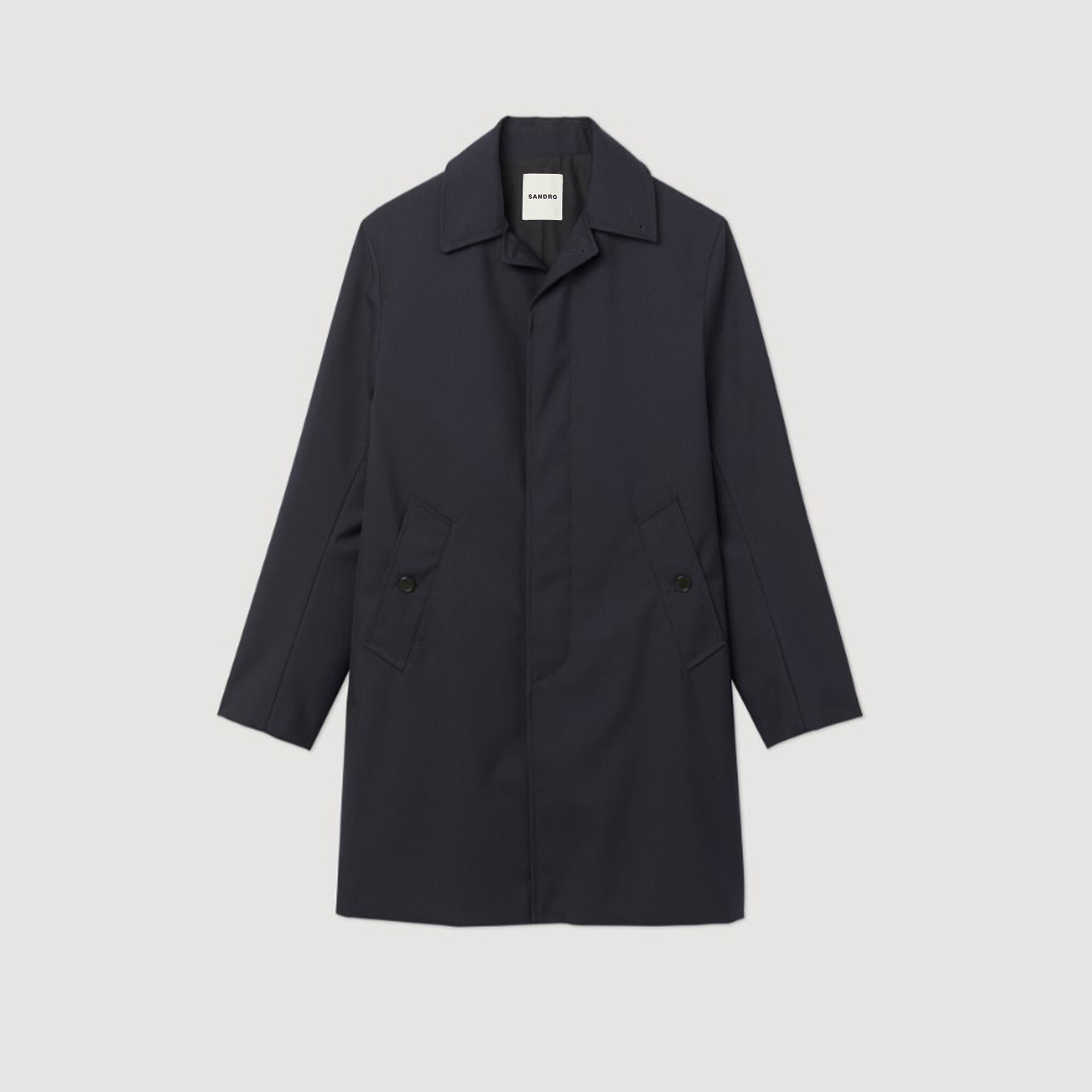 Waterproof technical fabric coat blue for Men | Sandro Paris
