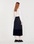 Long pleated wrapover skirt