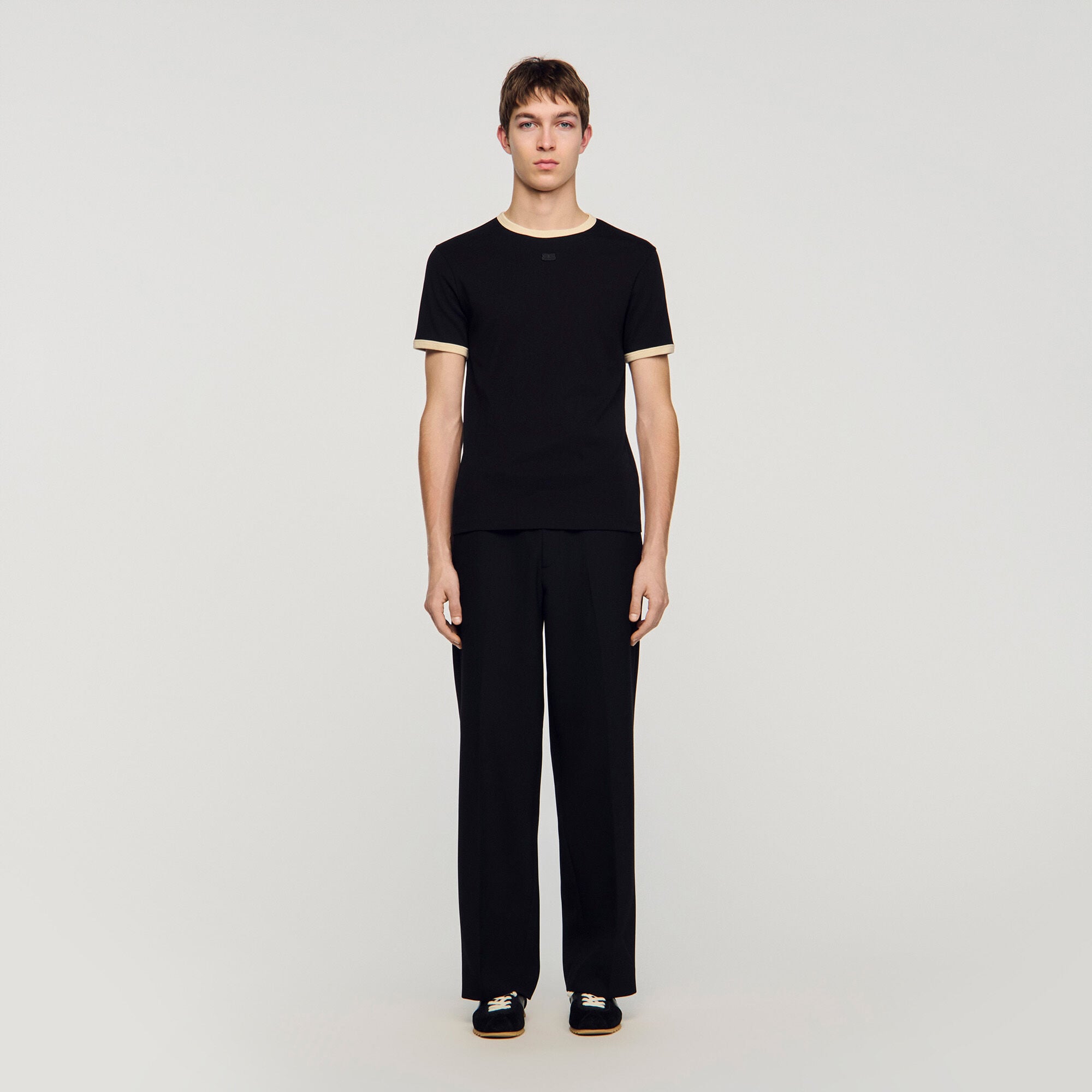 Two-tone patch T-shirt