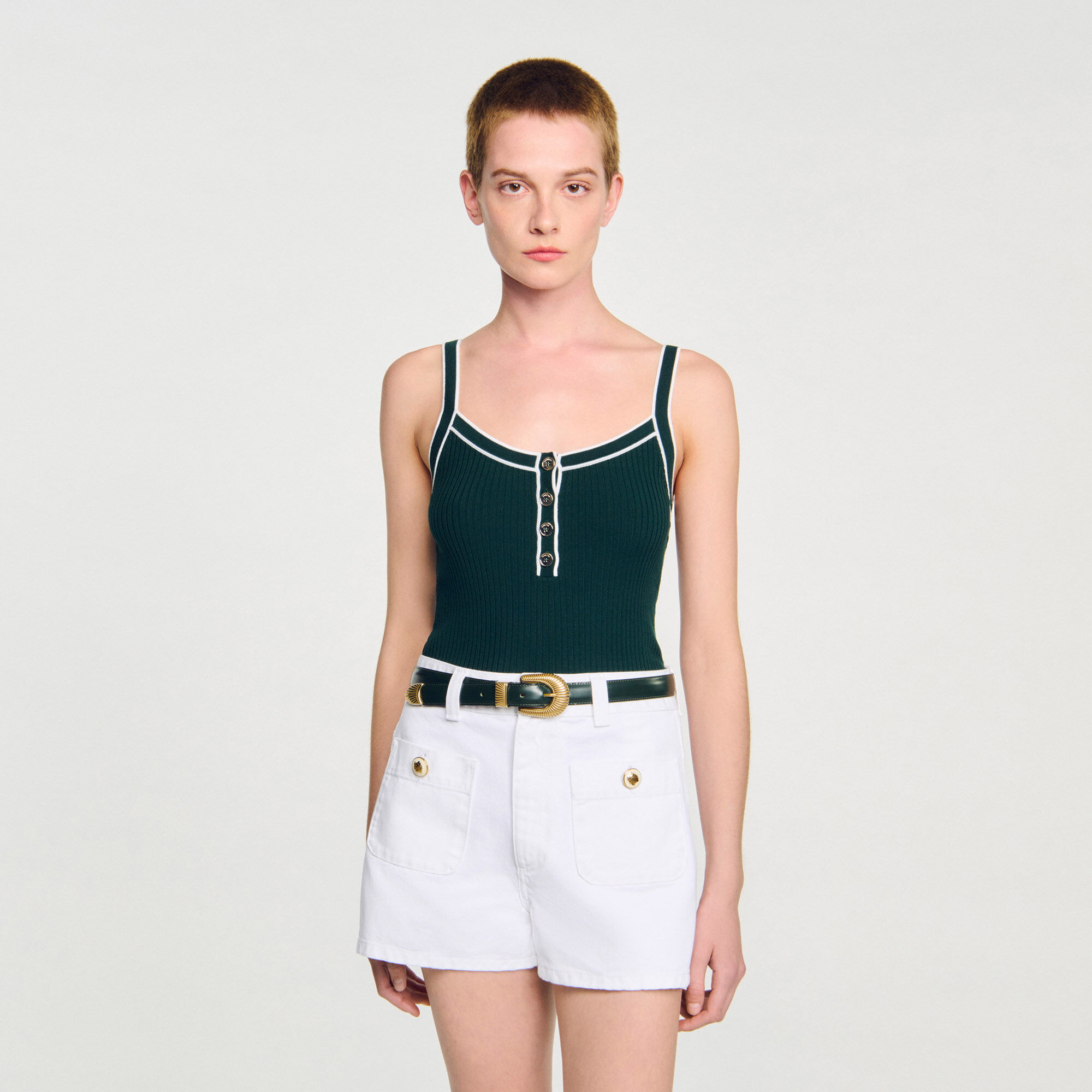 Two-tone knit vest top