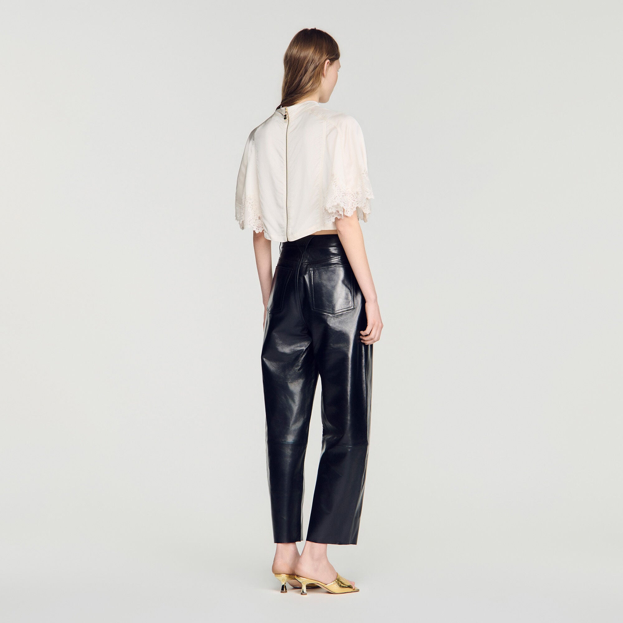 Satin cape-effect crop top