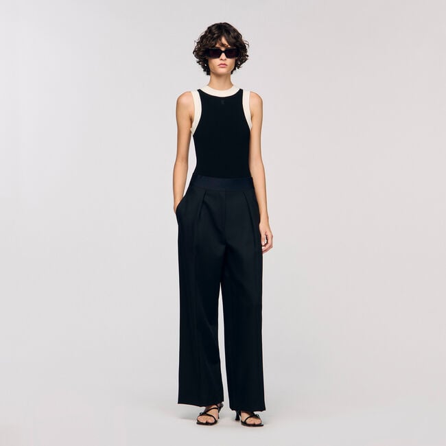 Two-tone knit bodysuit