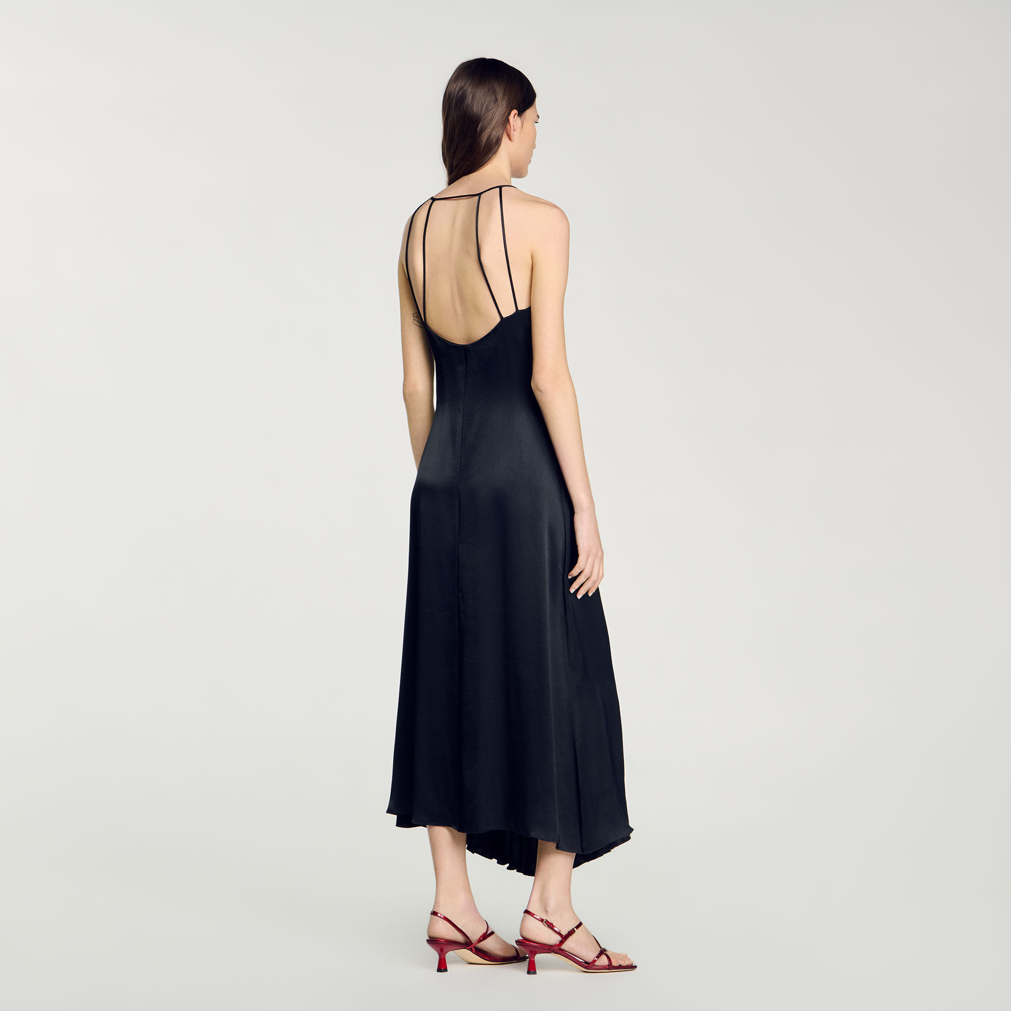 Long satin-effect dress