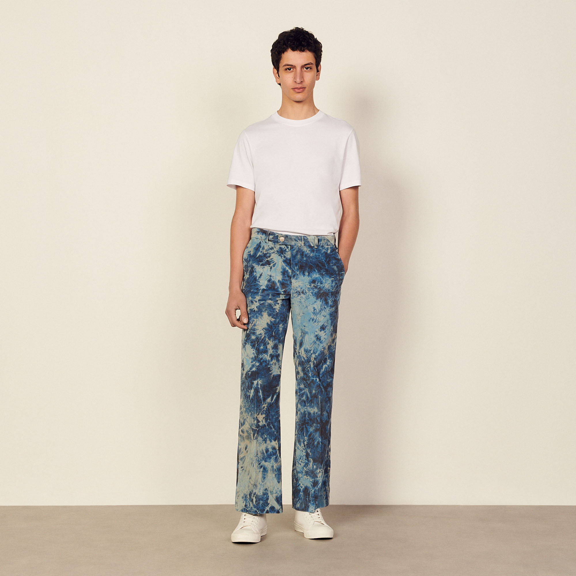 Tie-dye velvet trousers