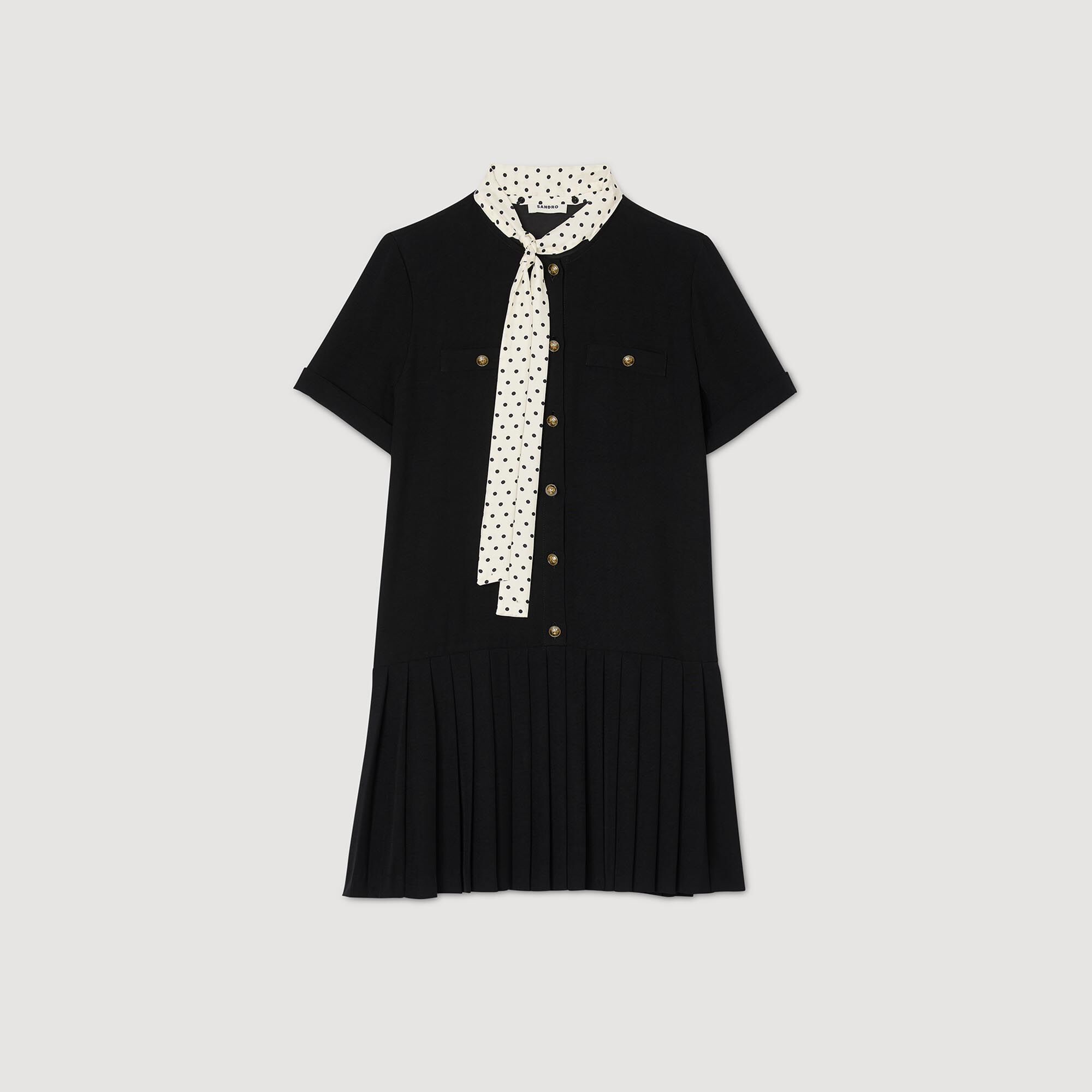Short dress with polka dot tie