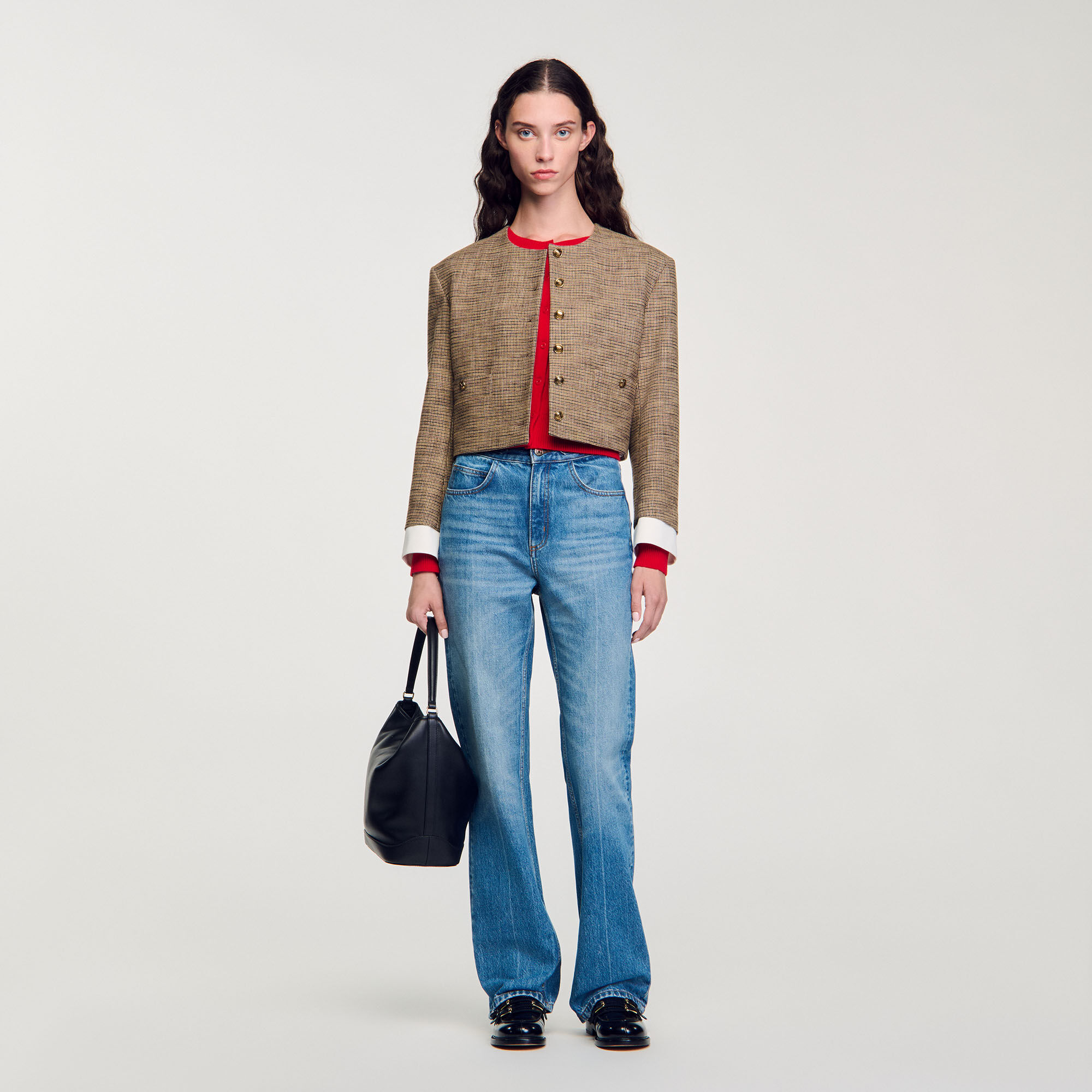 Veste pied de poule sandro hot sale