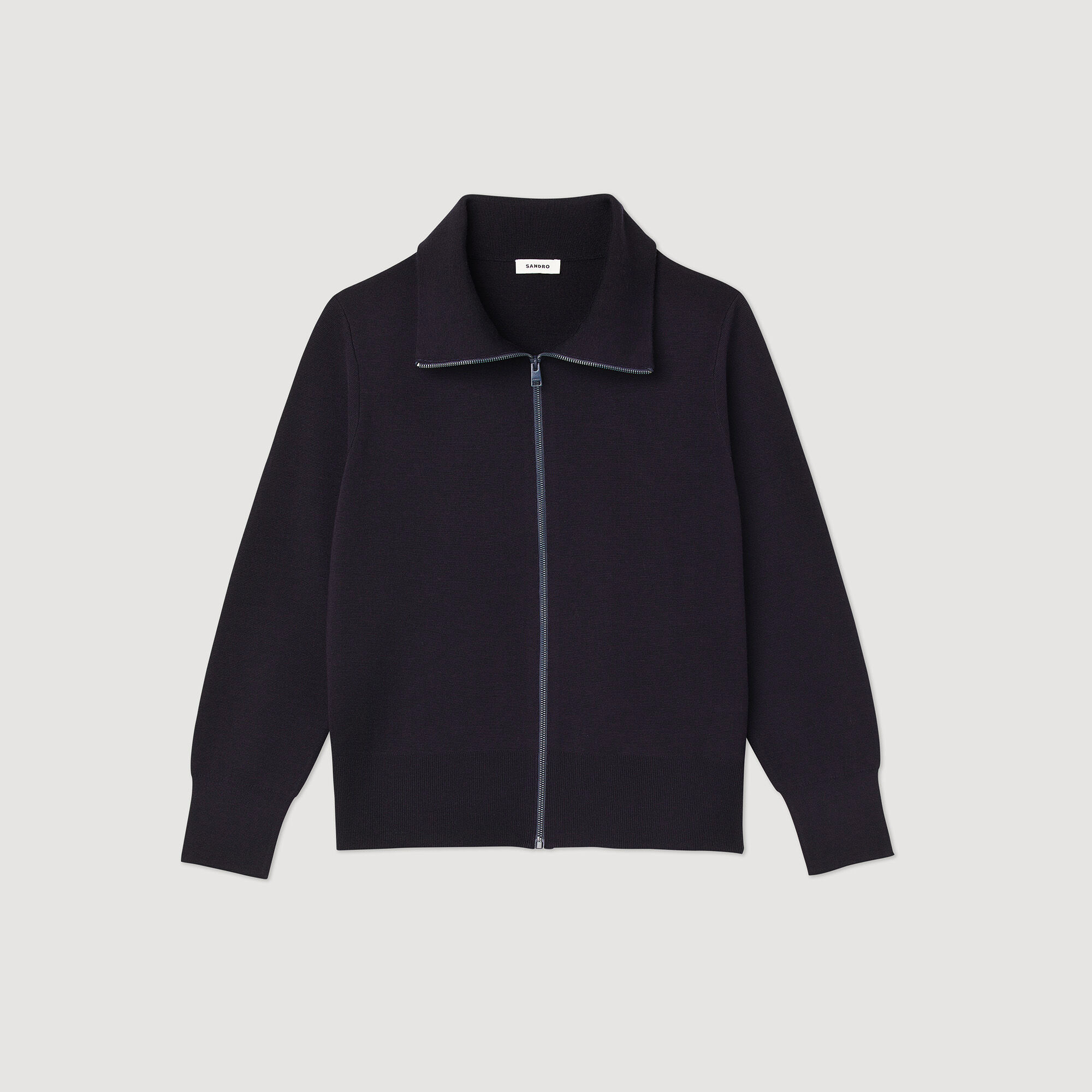 Zip-up wool cardigan
