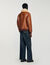 Leather jacket with fur collar